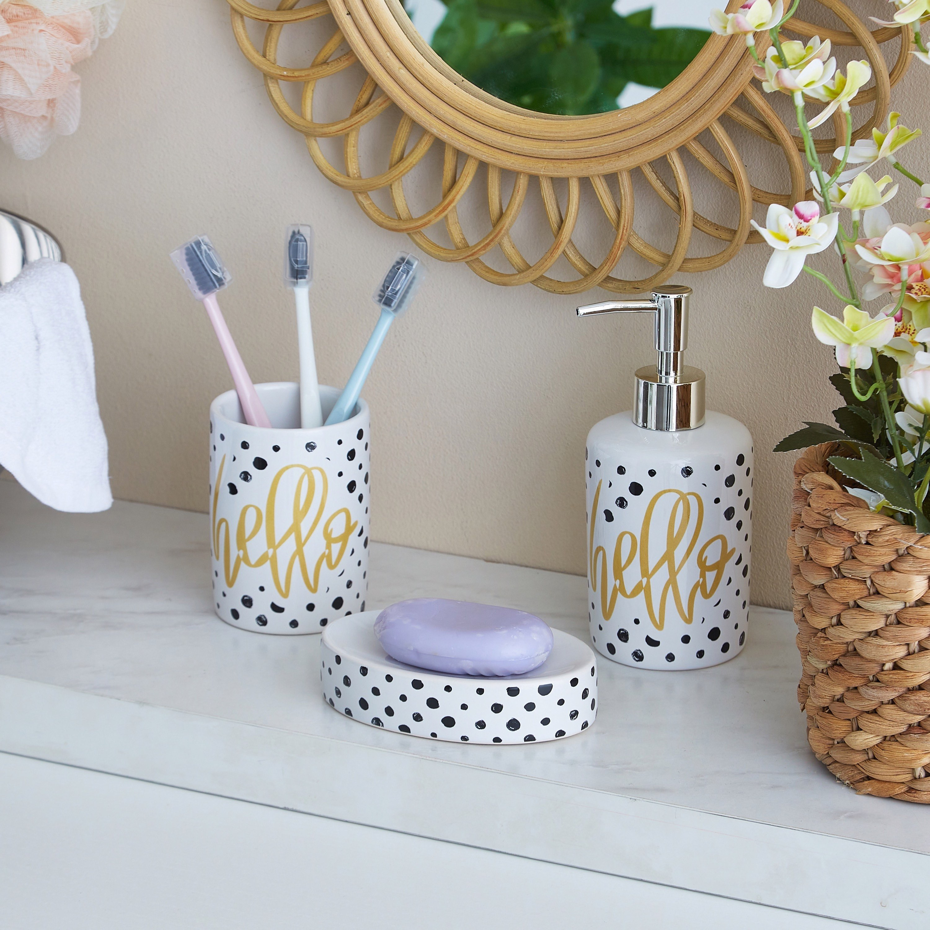 موزّع صابون سائل سيراميك وكوب وصحن صابون بتصميم منقّط من أريس-hbxhomeware-hbxkidsandyouth-image-6