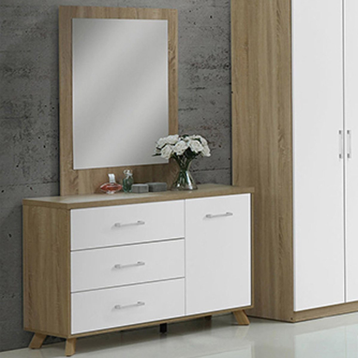 طاولة تزيين كبيرة بباب واحد و3 أدراج دون مرآة من هيلسينكي-hbxfurniture-bedroom-dressersandmirrors-image-1