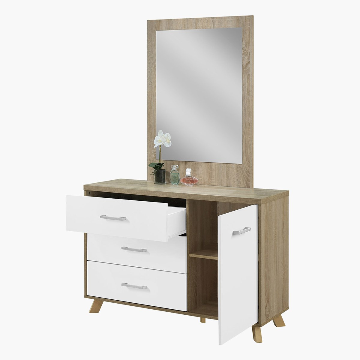 طاولة تزيين كبيرة بباب واحد و3 أدراج دون مرآة من هيلسينكي-hbxfurniture-bedroom-dressersandmirrors-image-4