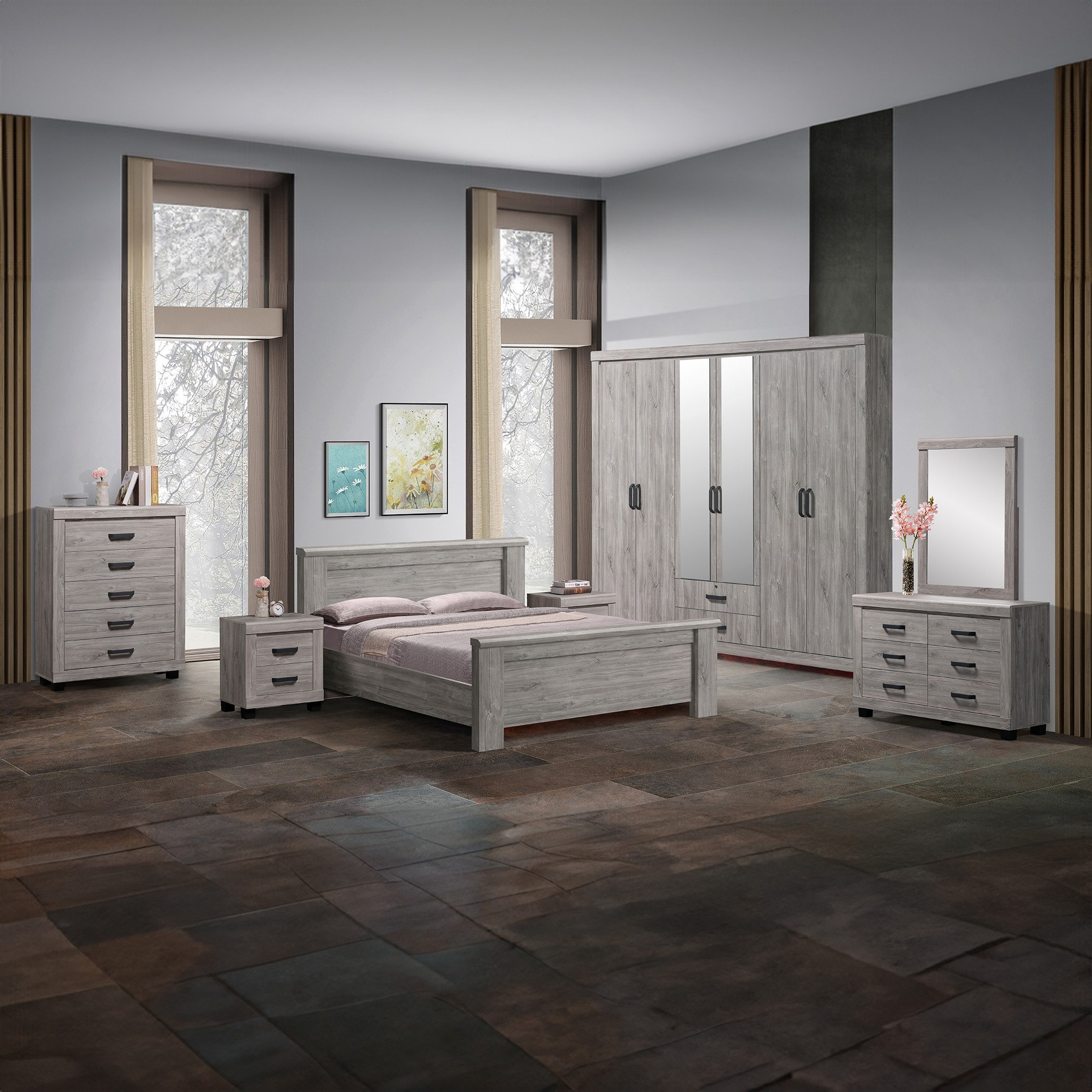 خزانة ملابس بـ6 أبواب و2 مرايا من دايتونا-hbxfurniture-wardrobes-image-8