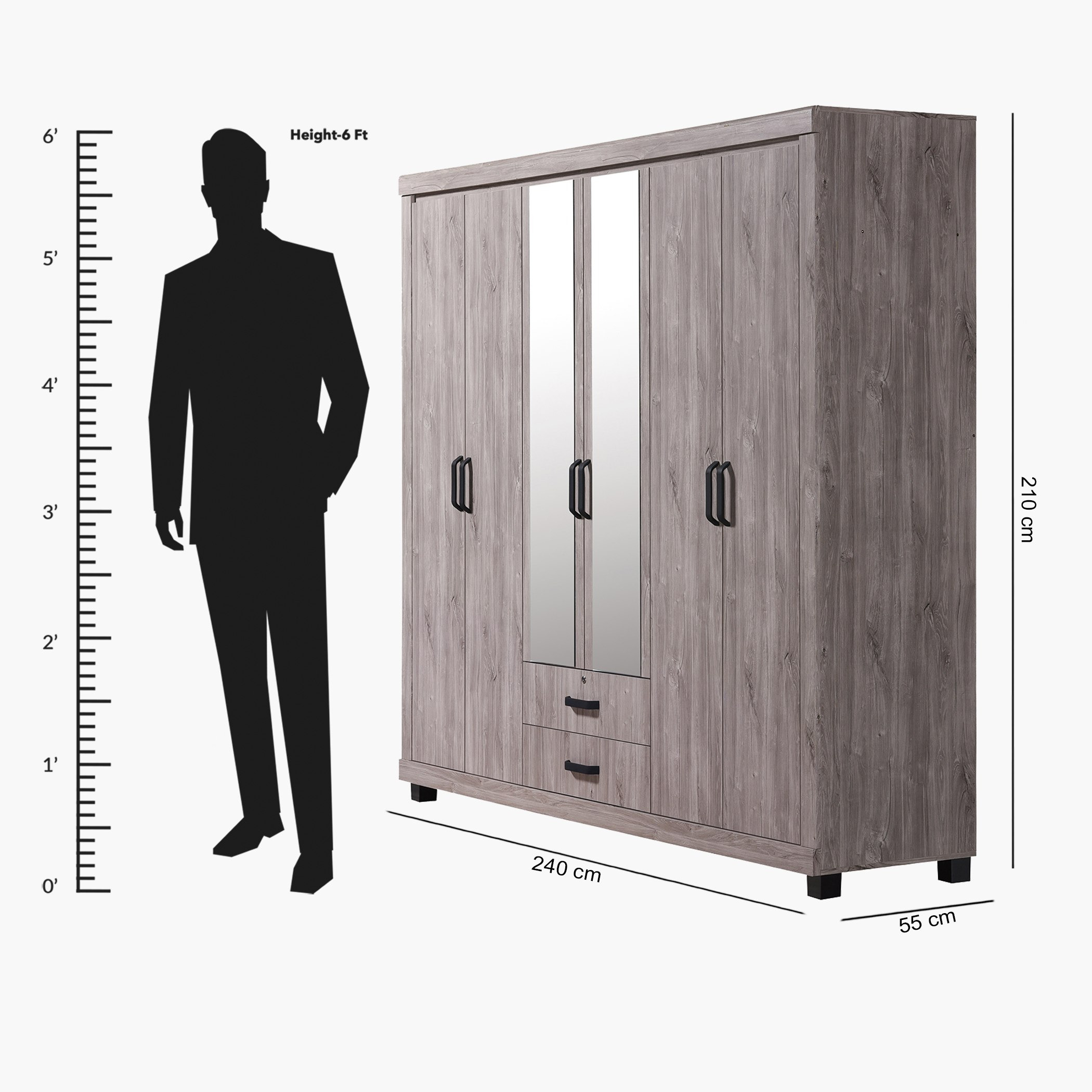 خزانة ملابس بـ6 أبواب و2 مرايا من دايتونا-hbxfurniture-wardrobes-image-9