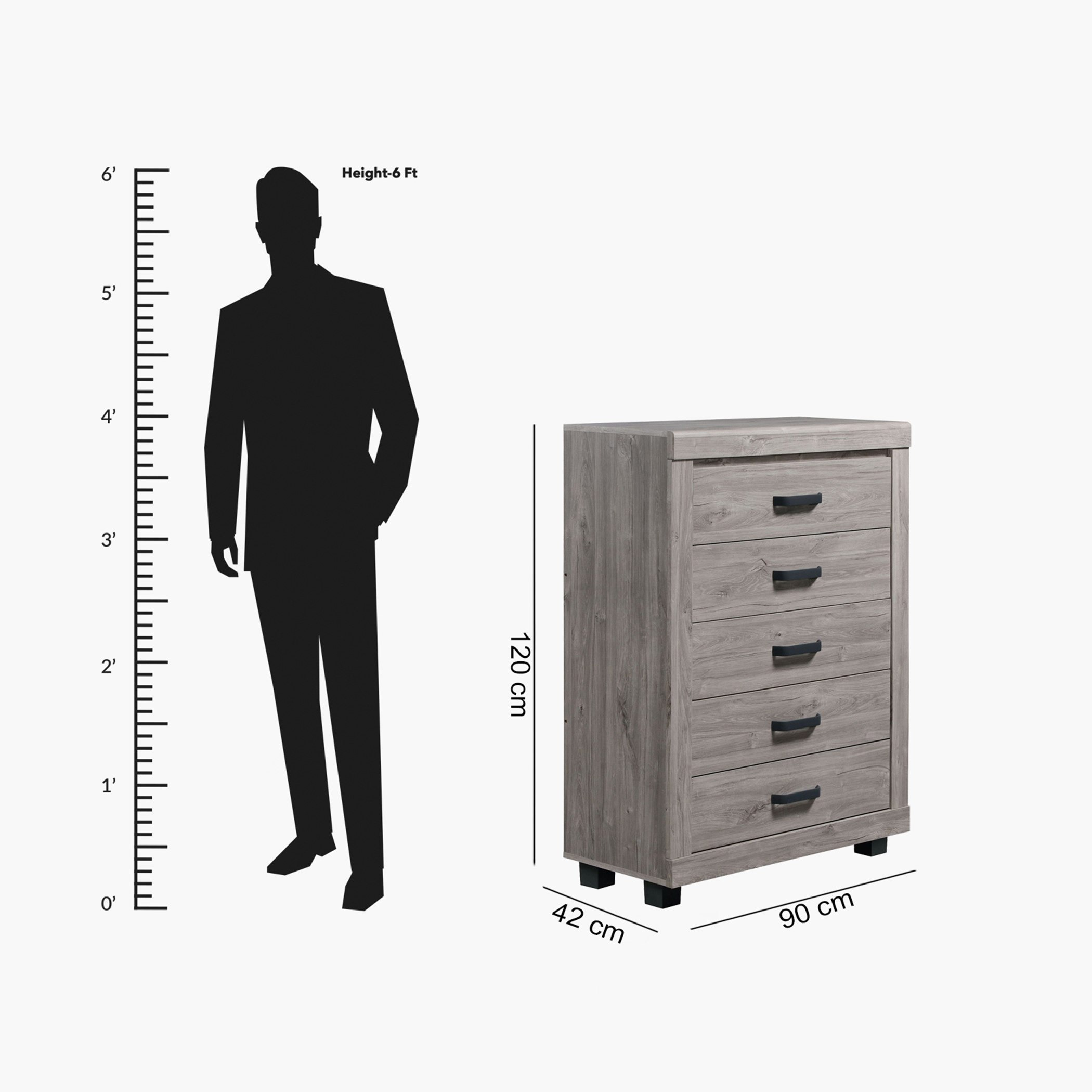 وحدة تخزين بـ5 أدراج من دايتونا-hbxfurniture-dressersandchests-chestofdrawers-image-6
