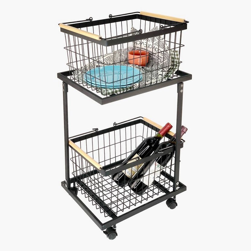 Maisan 2-Tier Multipurpose Trolley with Detachable Baskets - 38x29x76 cm-Kitchen Accessories-image-0