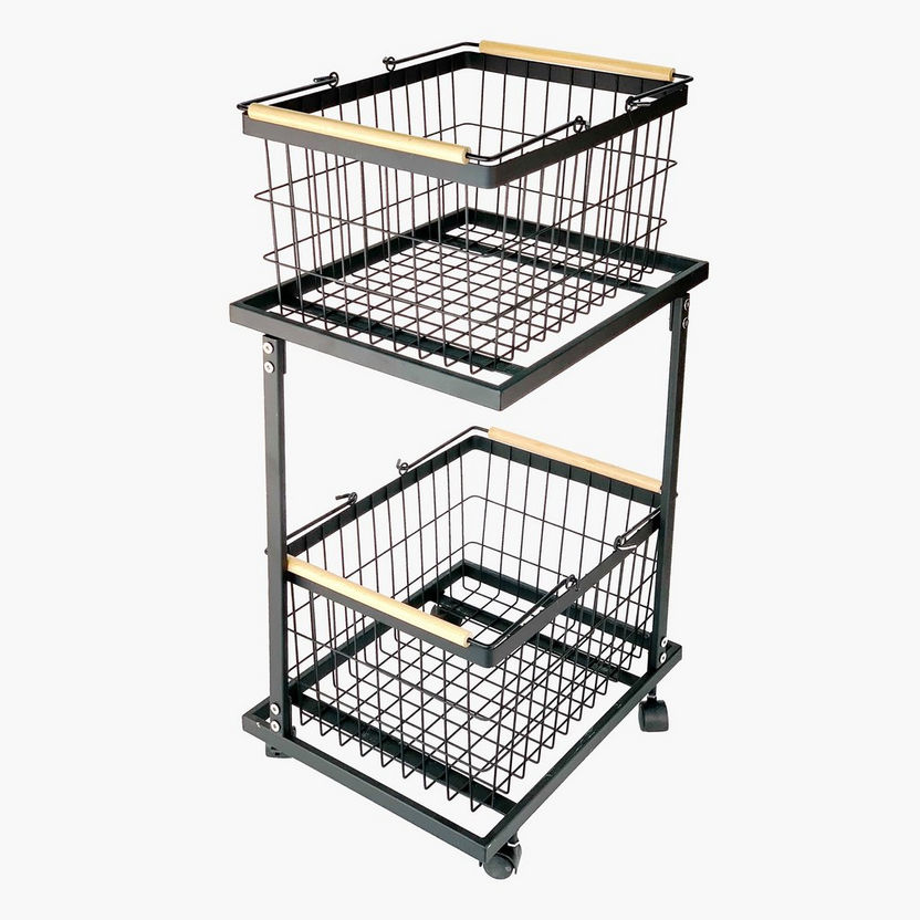 Maisan 2-Tier Multipurpose Trolley with Detachable Baskets - 38x29x76 cm-Kitchen Accessories-image-1