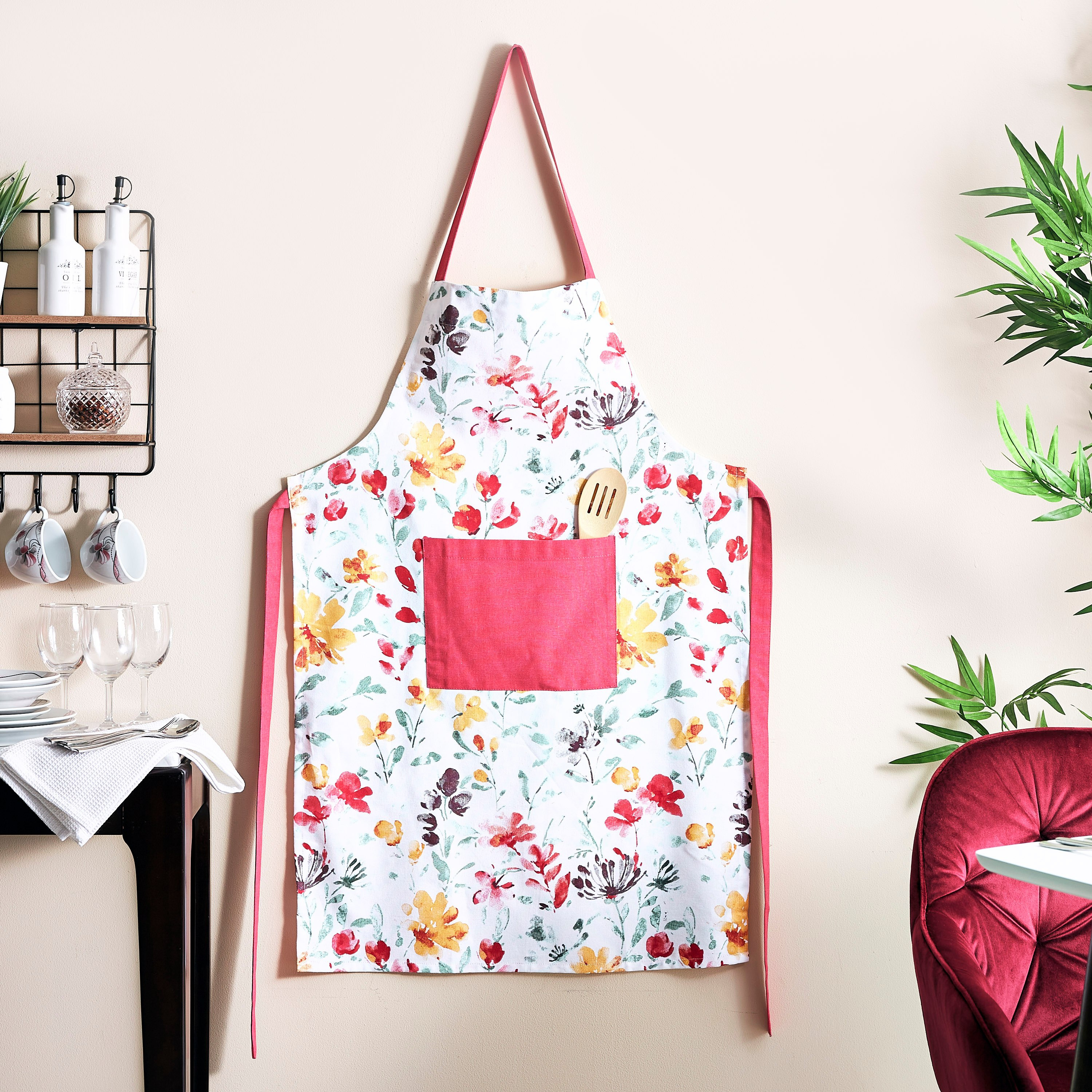 مريلة مطبخ قطنية بطبعات من فلورا كاثرين - 60x90 سم-hbxhomeware-kitchenware-kitchenlinens-image-1