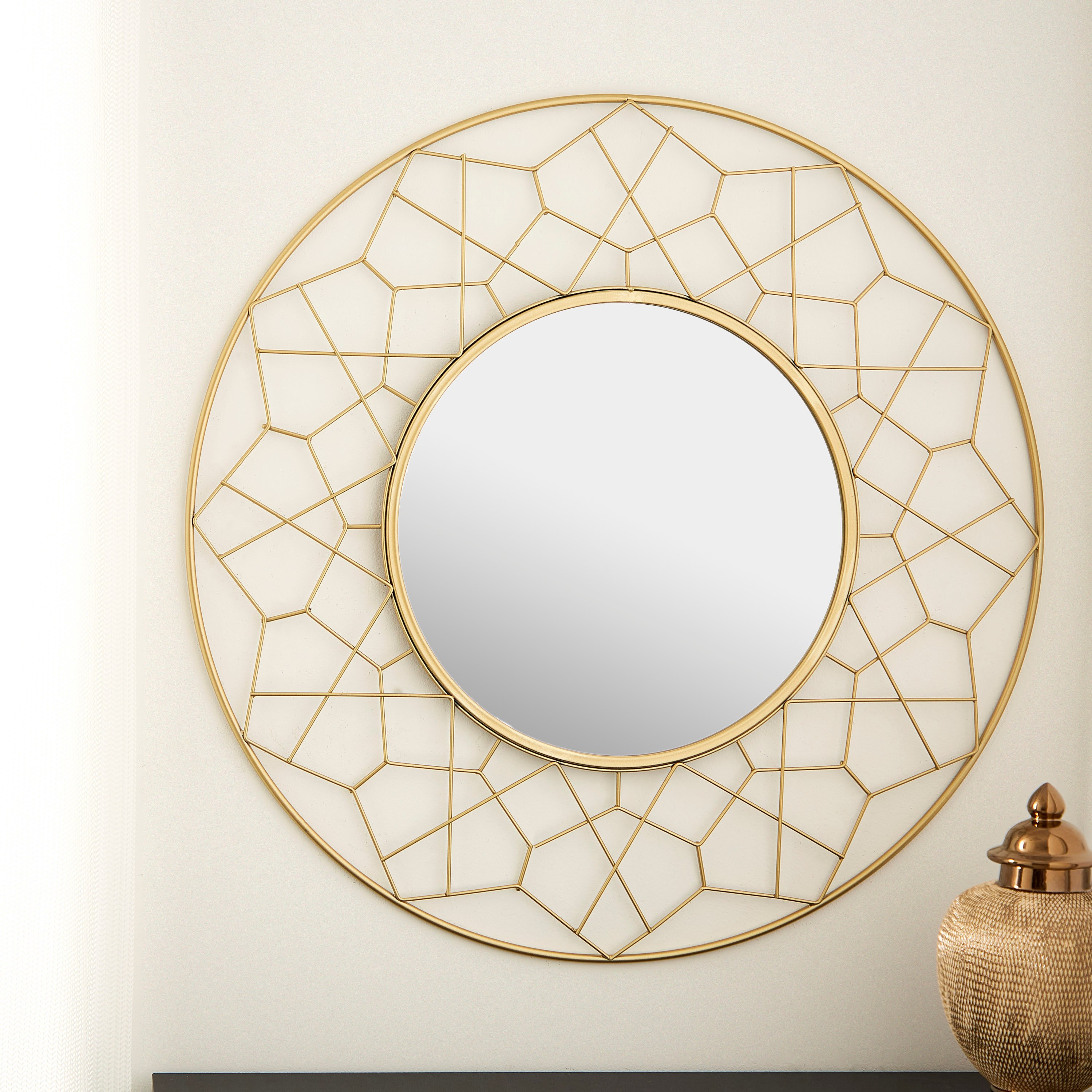 Delilah Premium Metal Round Decorative Wall Mirror with Web Border - 78x2x78 cm-PROMO_HB_AE_B1G1_250925-image-2