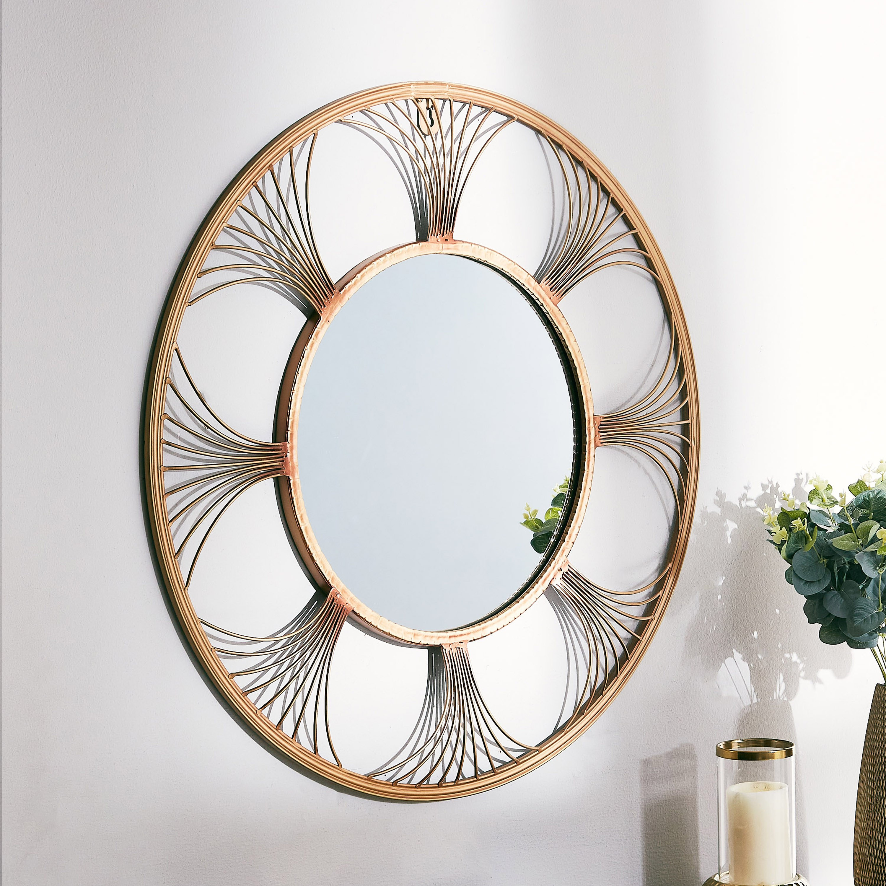 Delilah Premium Metal Decorative Wall Mirror - 69x3x69 cm-hbxhomeware-hbxdecorandfurnishings-image-1