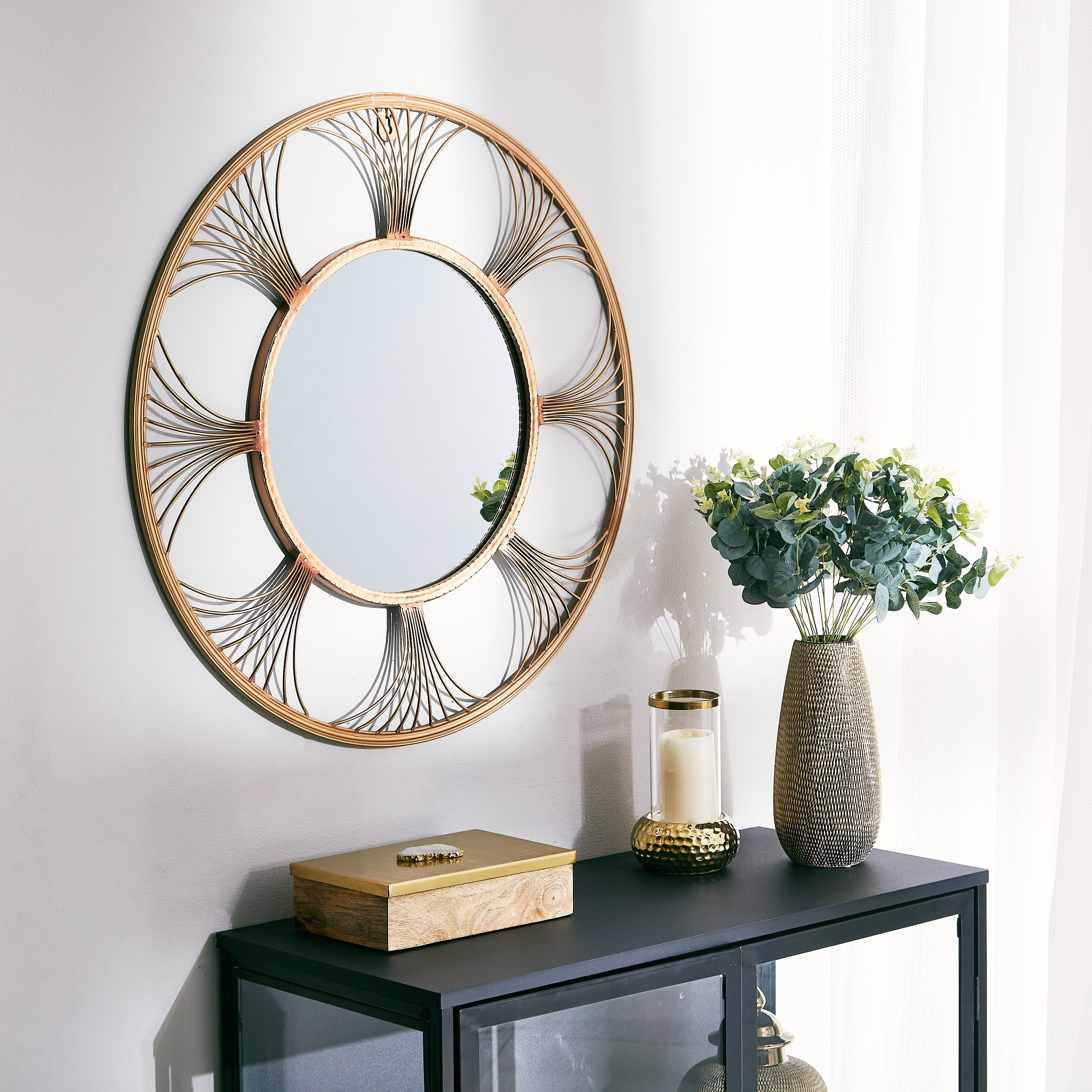 Delilah Premium Metal Decorative Wall Mirror - 69x3x69 cm-hbxhomeware-hbxdecorandfurnishings-image-4
