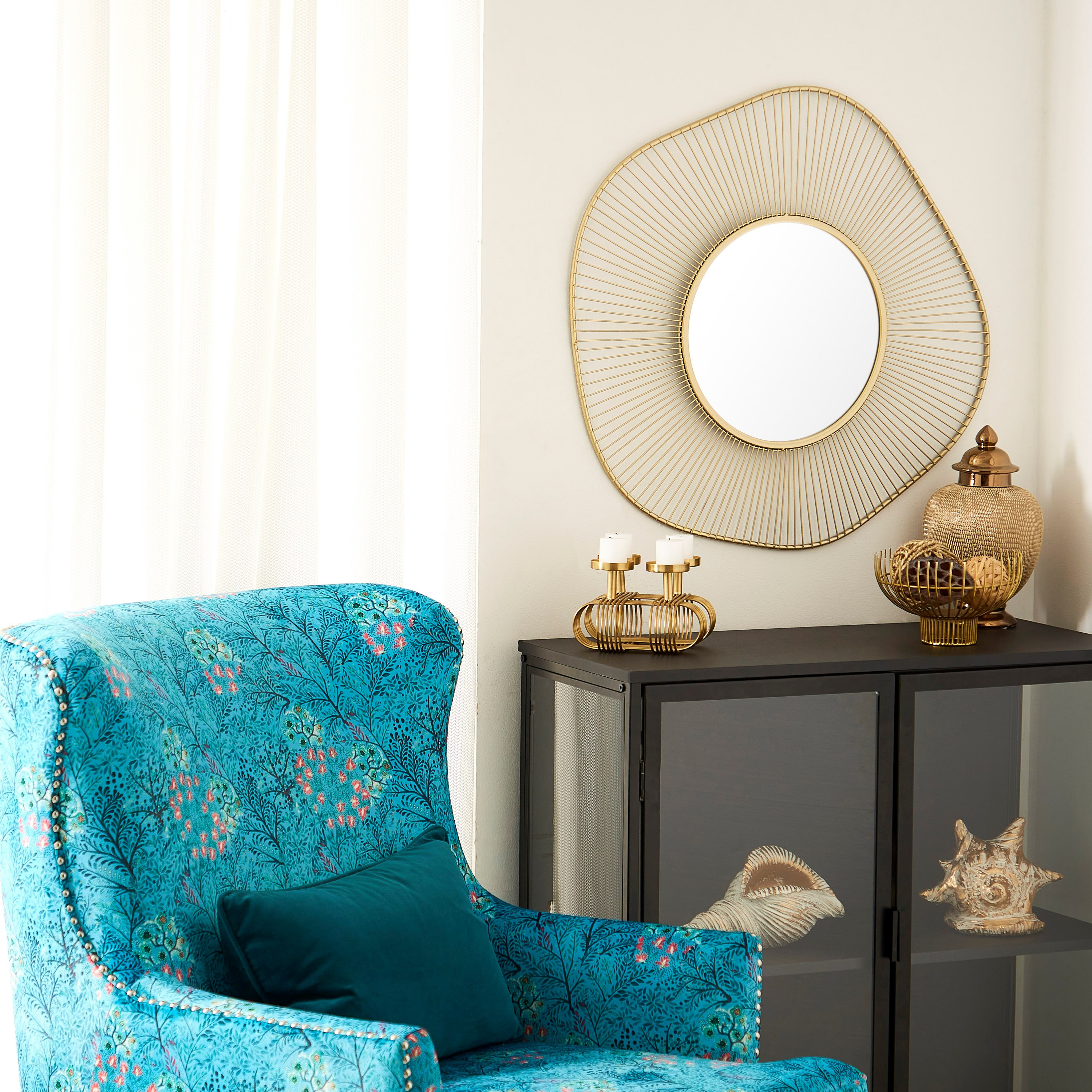 Delilah Premium Metal Abstract Shaped Decorative Wall Mirror - 69x2x66 cm-PROMO_HB_AE_B1G1_250925-image-4