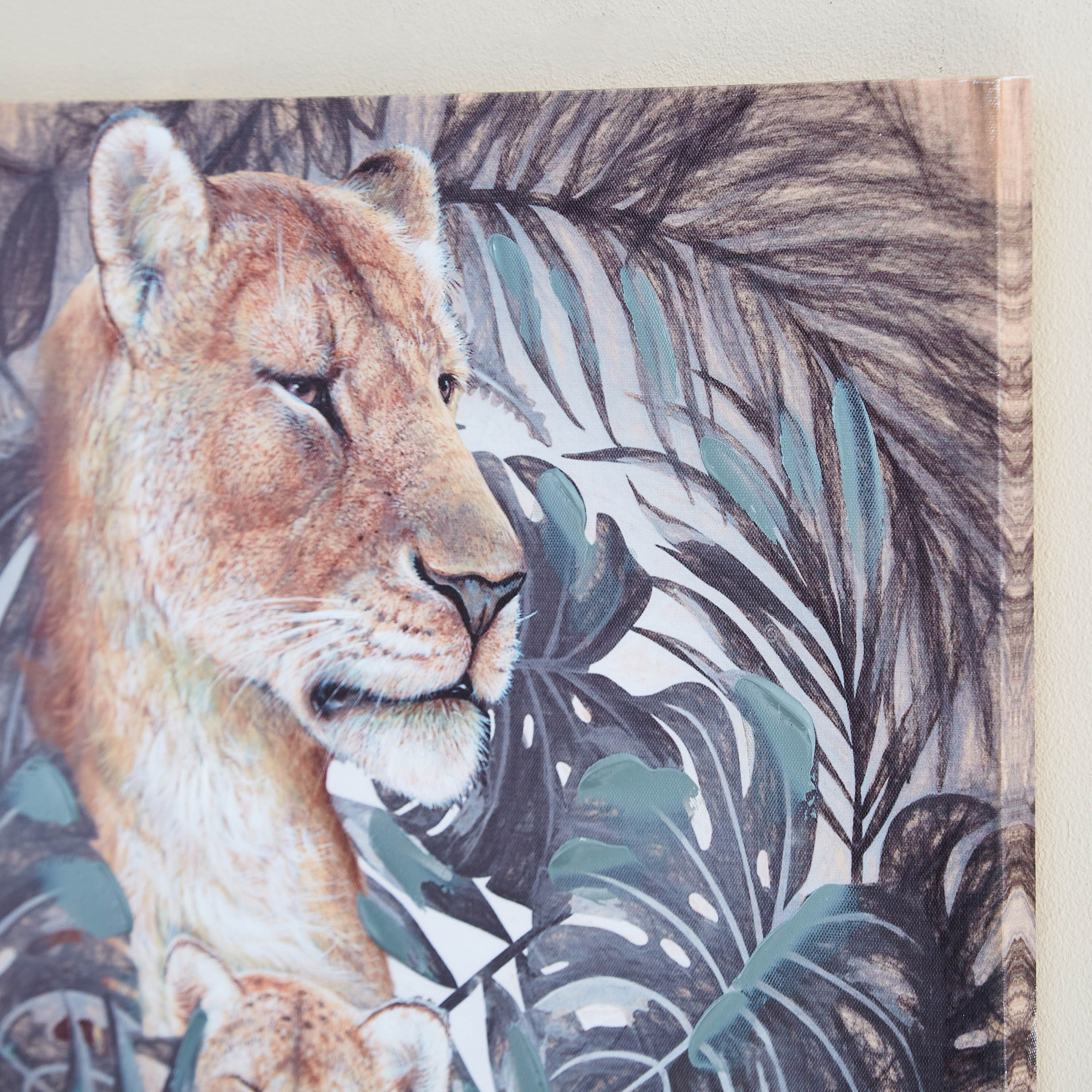 لوحة كانفاس مؤطرة مرسومة يدويا بطبعات أسد من جايد - 50x2x50 سم-hbxhomeware-hbxdecorandfurnishings-image-3