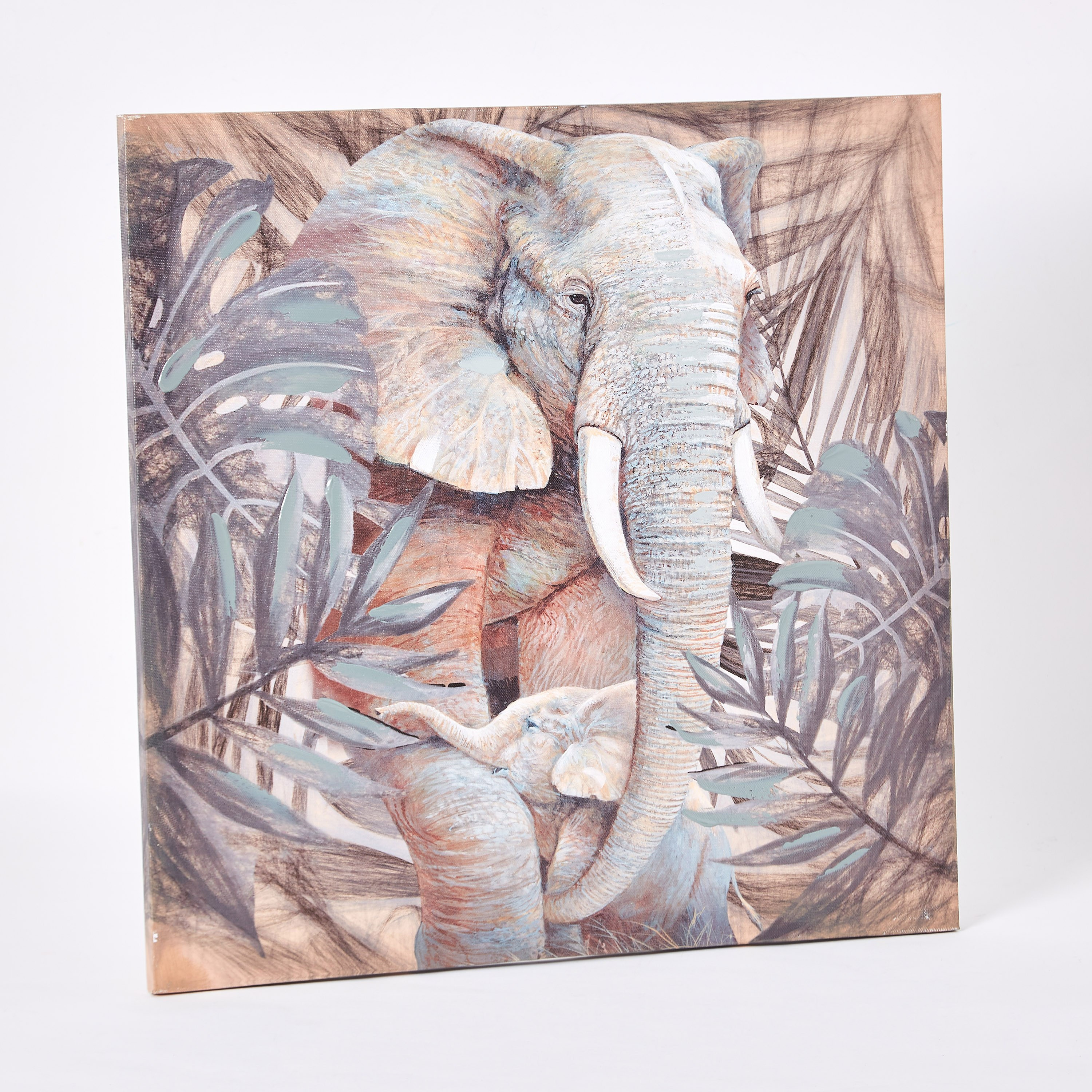 Jade Canvas Printed and Handpainted Elephant Framed Picture - 50x3x50 cm-PROMO_HB_AE_B1G1_250925-image-5