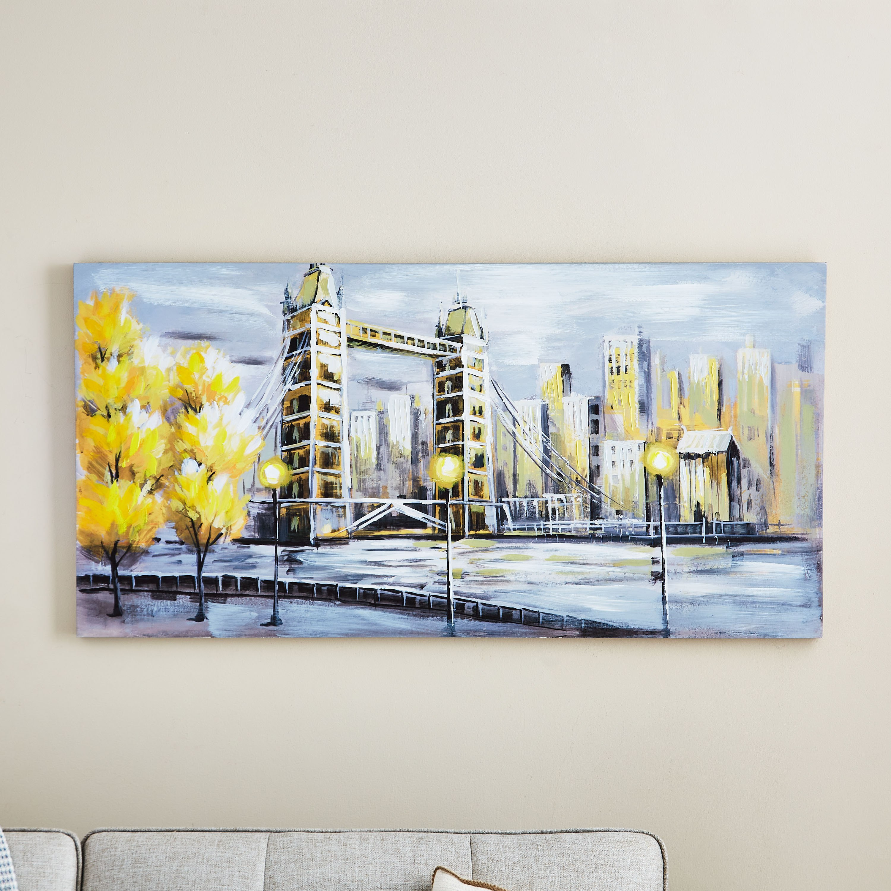 لوحة كانفاس مؤطرة مرسومة يدويًا بطبعات جسر لندن من جايد - 120x3x60 سم-PROMO_HB_AE_B1G1_250925-image-1