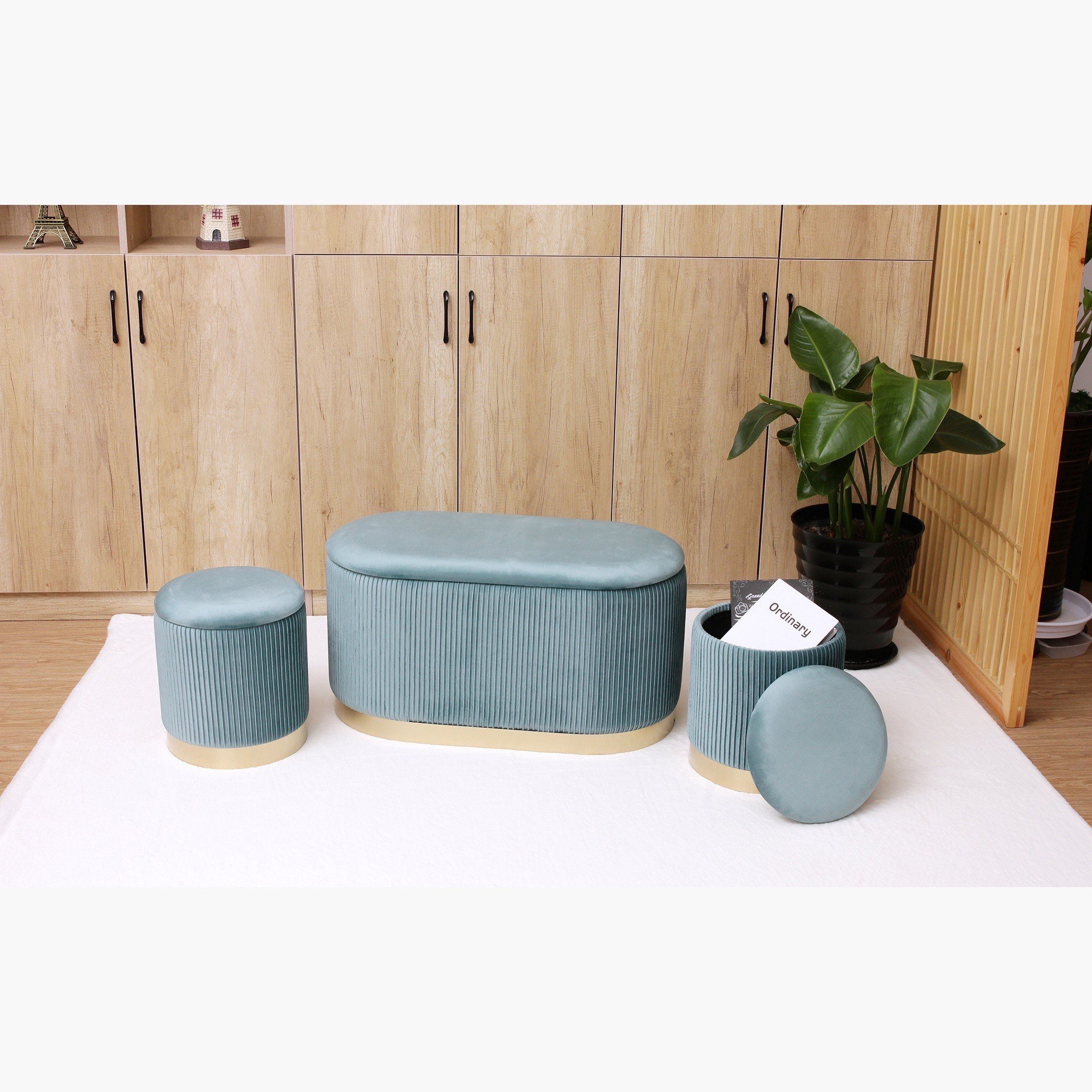 طقم مسند قدم مخملي 3 قطع بوحدة تخزين من إيفلين-hbxlivingroom-sofasandarmchairs-ottomansandfootstools-image-2