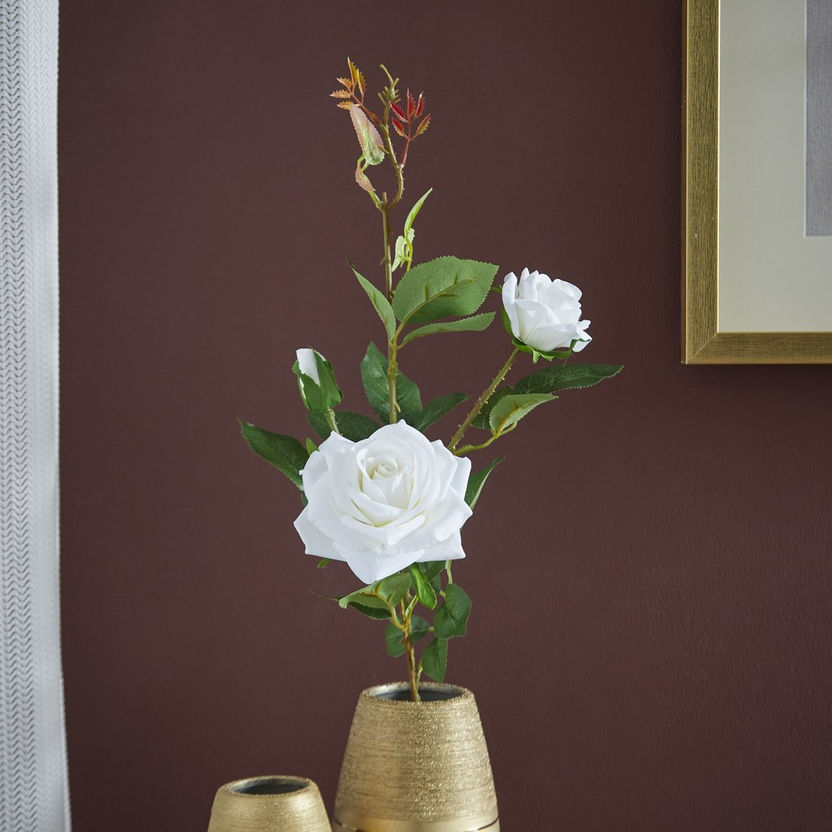 Aria 3-Head Velvet Rose Stem - 76 cm-Artificial Flowers and Plants-image-0