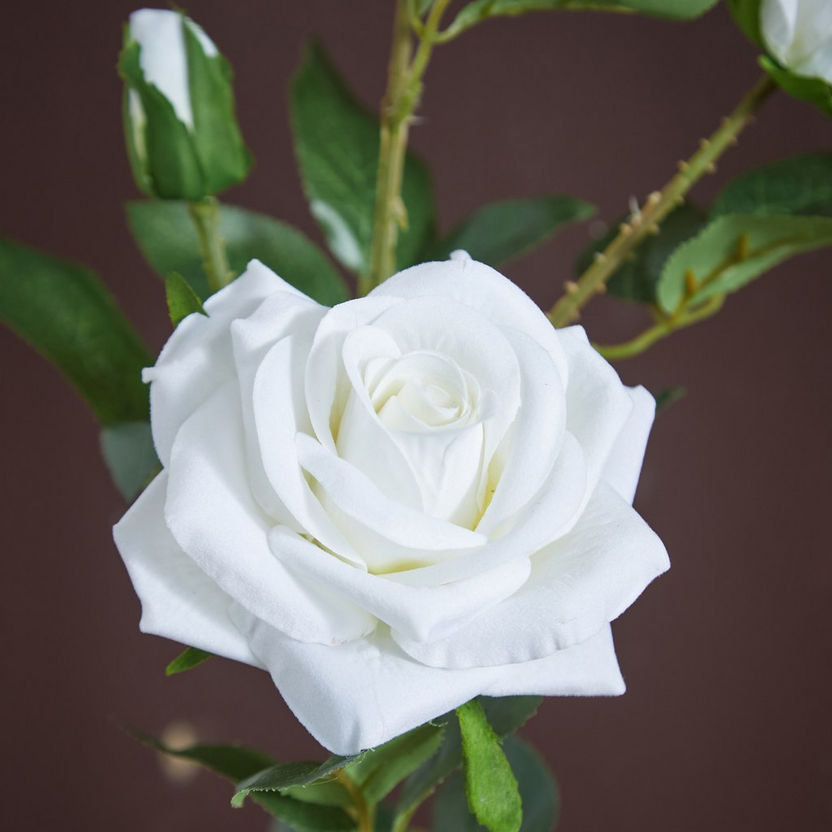 Aria 3-Head Velvet Rose Stem - 76 cm-Artificial Flowers and Plants-image-1
