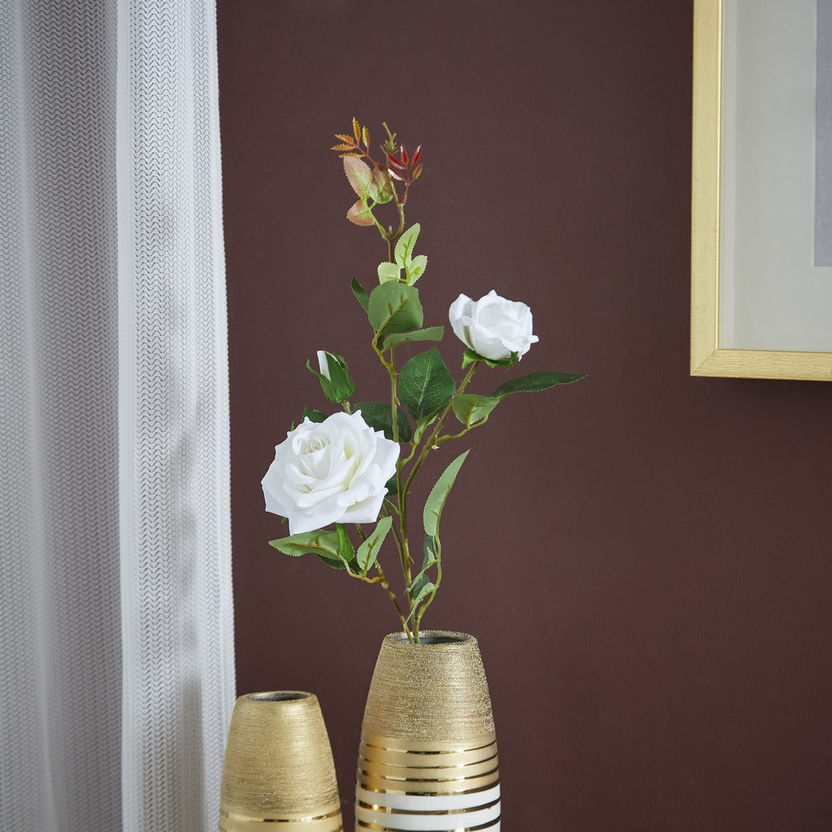 Aria 3-Head Velvet Rose Stem - 76 cm-Artificial Flowers and Plants-image-2