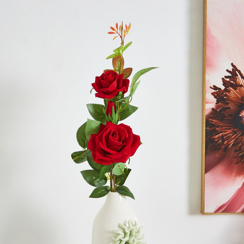 Aria 3-Heads Velvet Rose Stem - 76 cm-Artificial Flowers and Plants-image-0