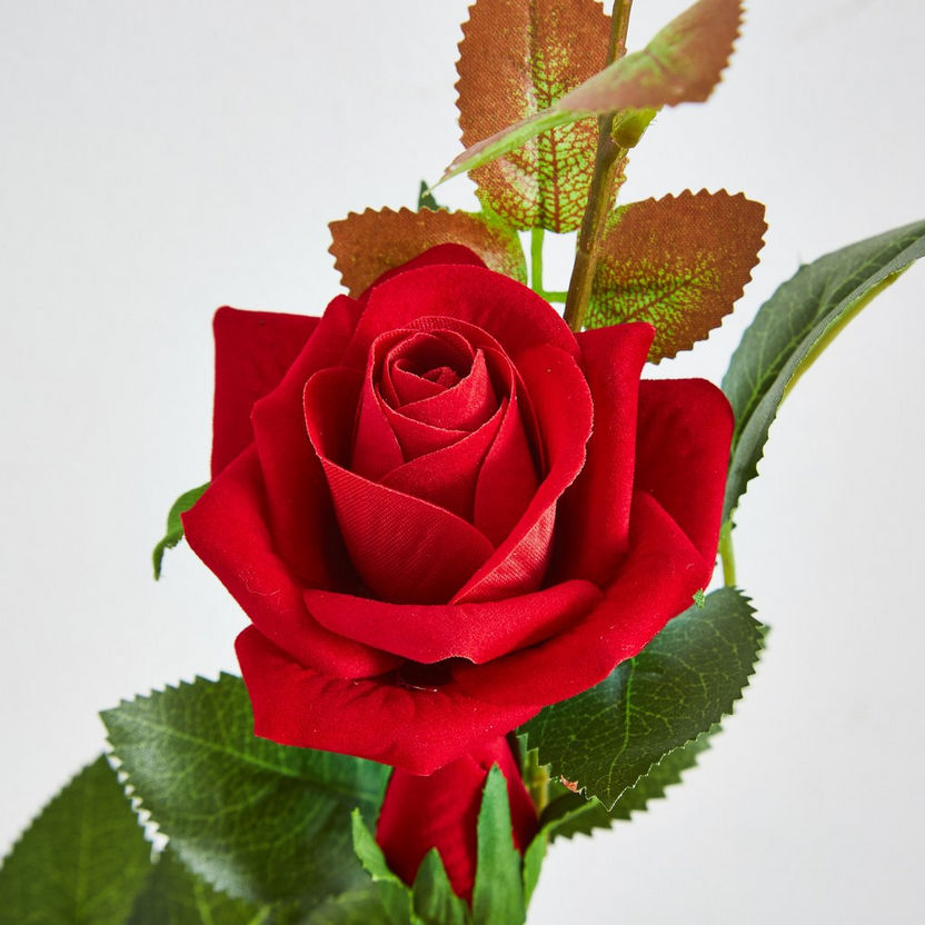 Aria 3-Heads Velvet Rose Stem - 76 cm-Artificial Flowers and Plants-image-1