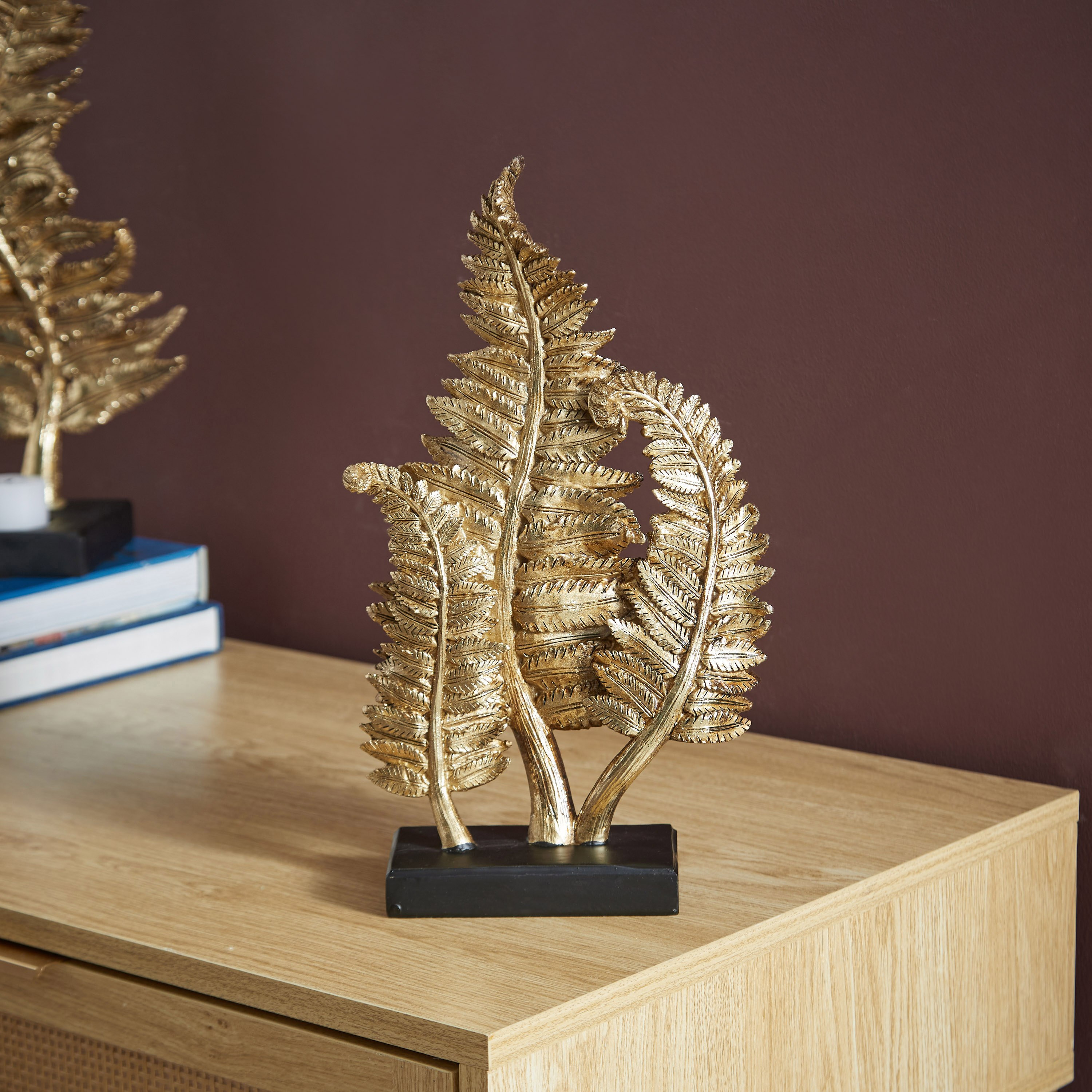 Zoie Polyresin 3-Fern Leaf Sculpture - 19.5x9x33 cm-hbxhomeware-homedecor-figurinesandornaments-image-1