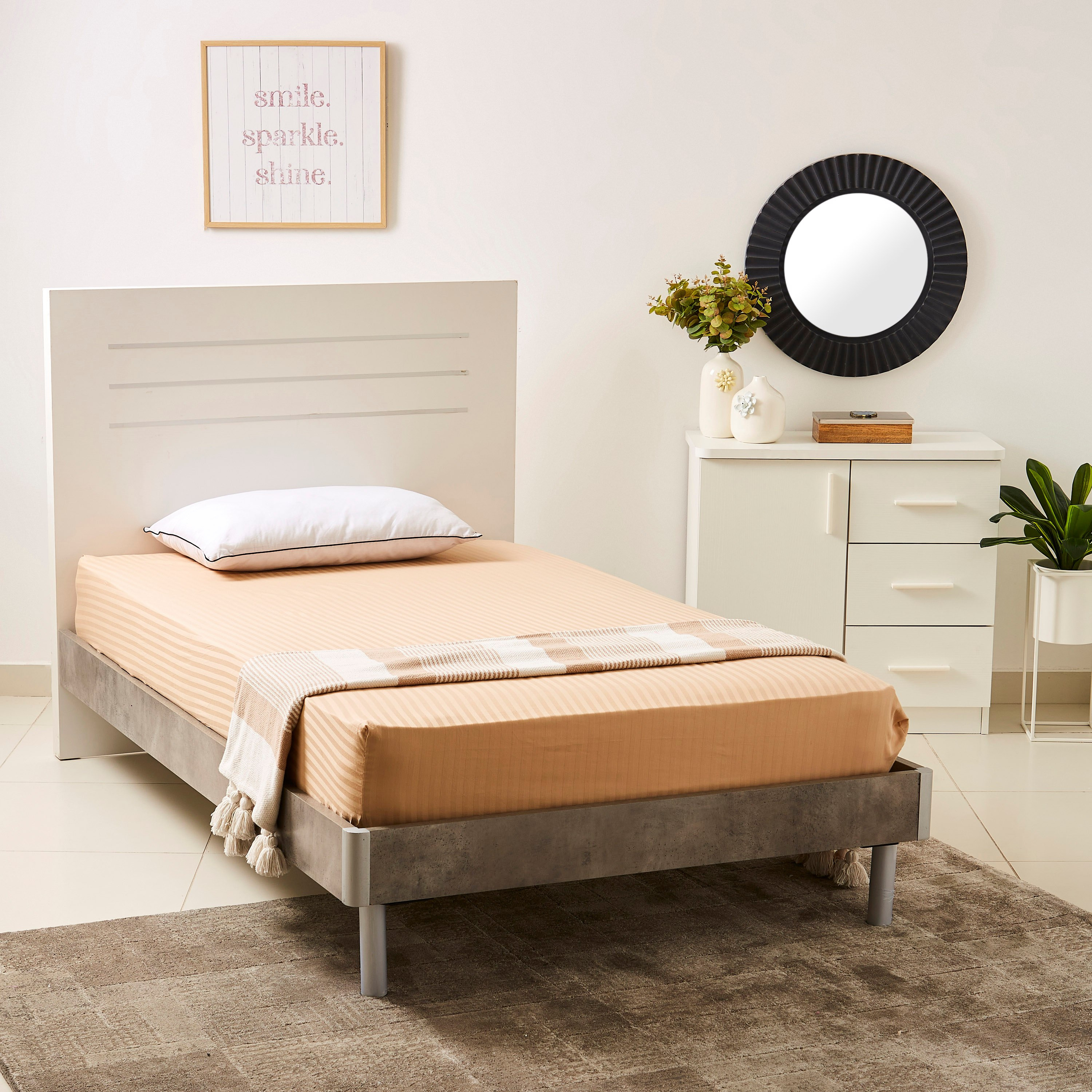 شرشف مطّاطي مزدوج مخطّط ستان من هاميلتون- 120x200+33سم-hbxhomeware-hbxbedroom-image-5