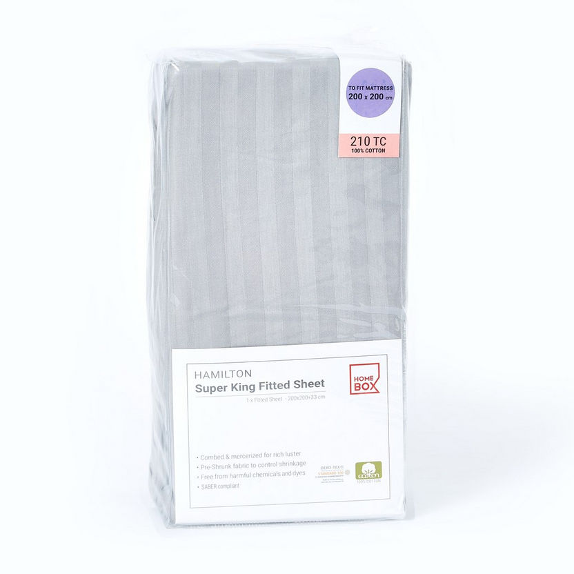 Hamilton Satin Striped Super King Fitted Sheet - 200x200+33 cm-Sheets and Pillow Covers-image-5