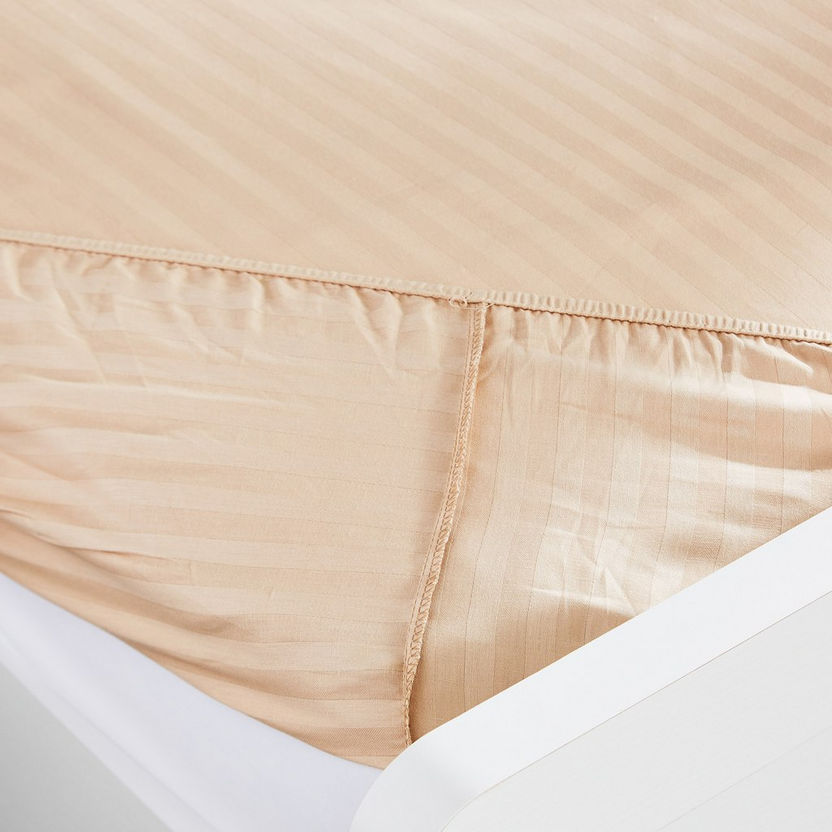 Hamilton Satin Striped King Cotton Fitted Sheet - 180x210+33 cm-Sheets and Pillow Covers-image-3