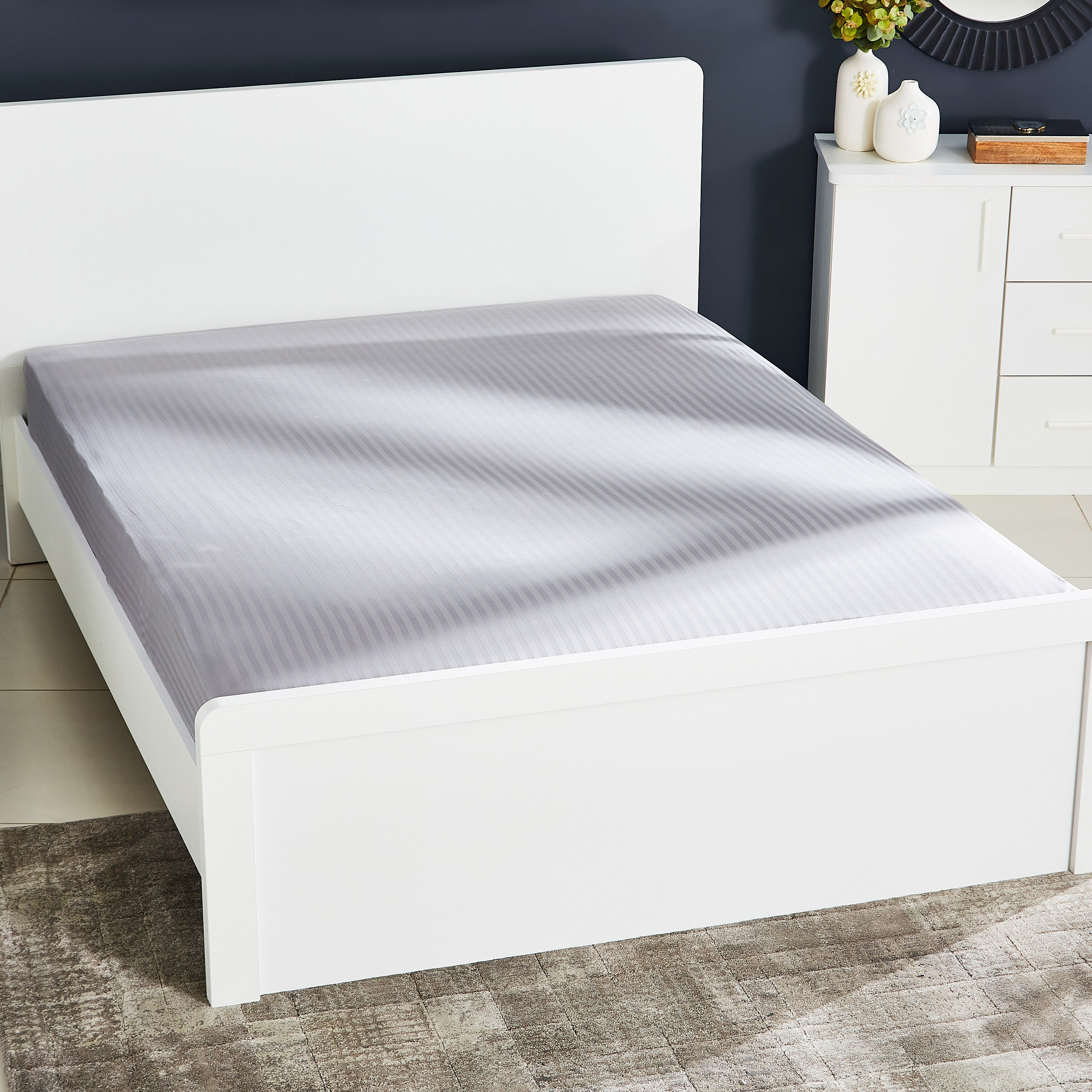 Hamilton Satin Striped King Cotton Fitted Sheet - 180x210+33 cm-hbxhomeware-bedding-fittedsheets-image-1
