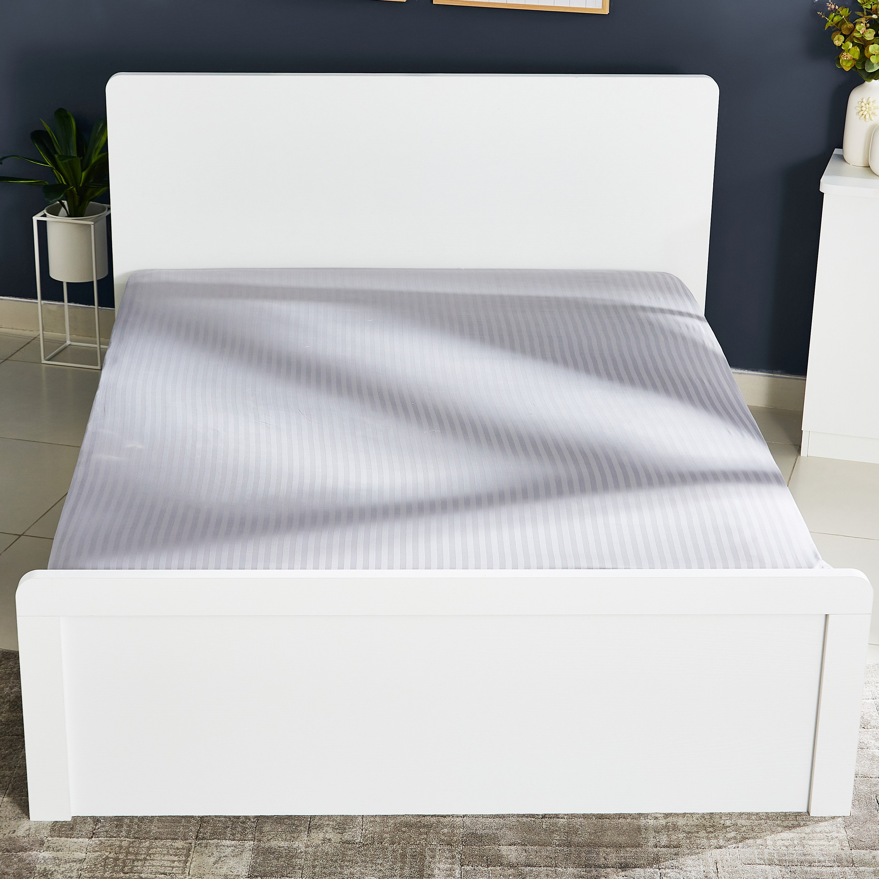 Hamilton Satin Striped King Cotton Fitted Sheet - 180x210+33 cm-hbxhomeware-bedding-fittedsheets-image-2