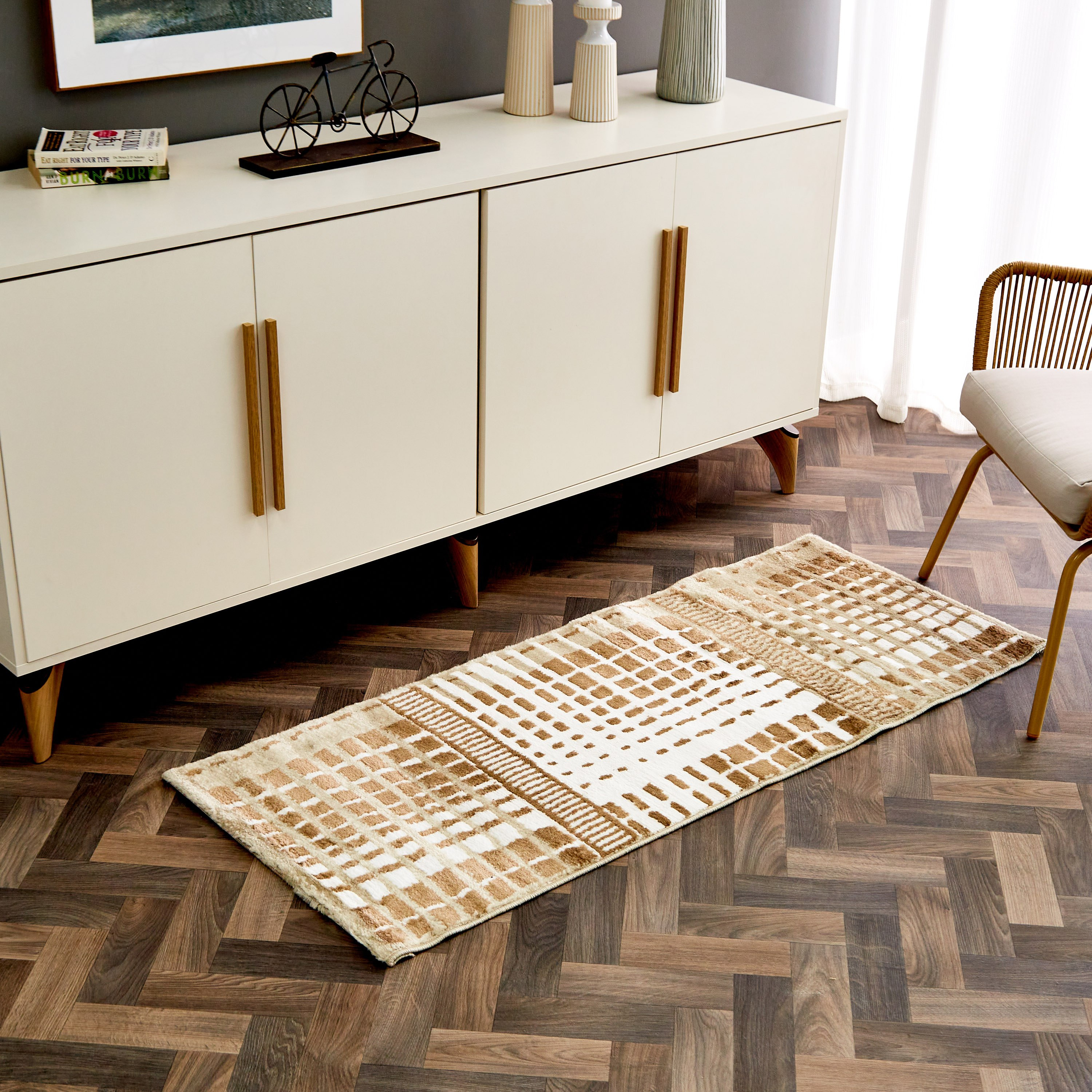Zayaan Garry Stain Resistant Polypropylene Rug - 60x150 cm-hbxdecorandfurnishings-floorcoverings-rugs-image-1