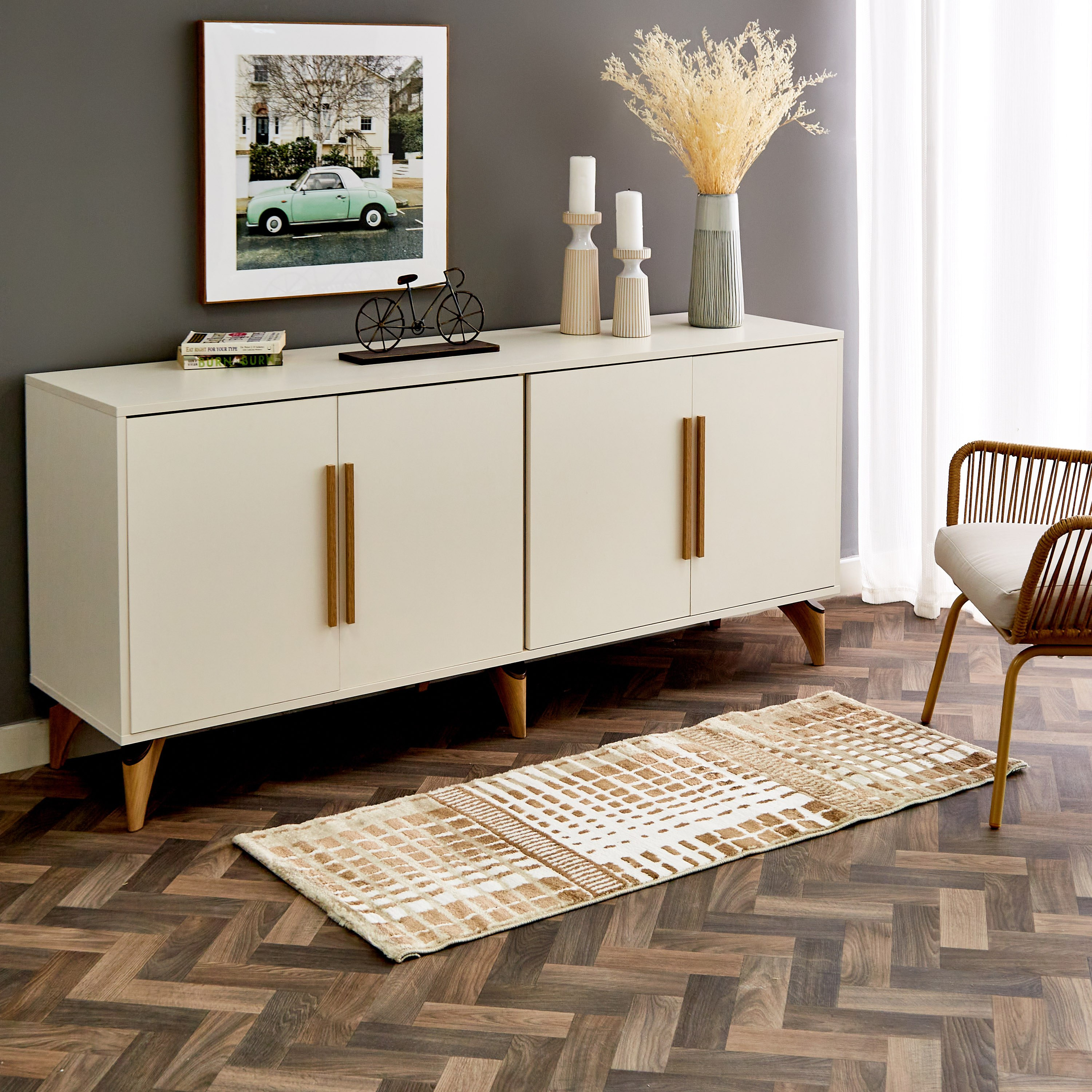 Zayaan Garry Stain Resistant Polypropylene Rug - 60x150 cm-hbxdecorandfurnishings-floorcoverings-rugs-image-4