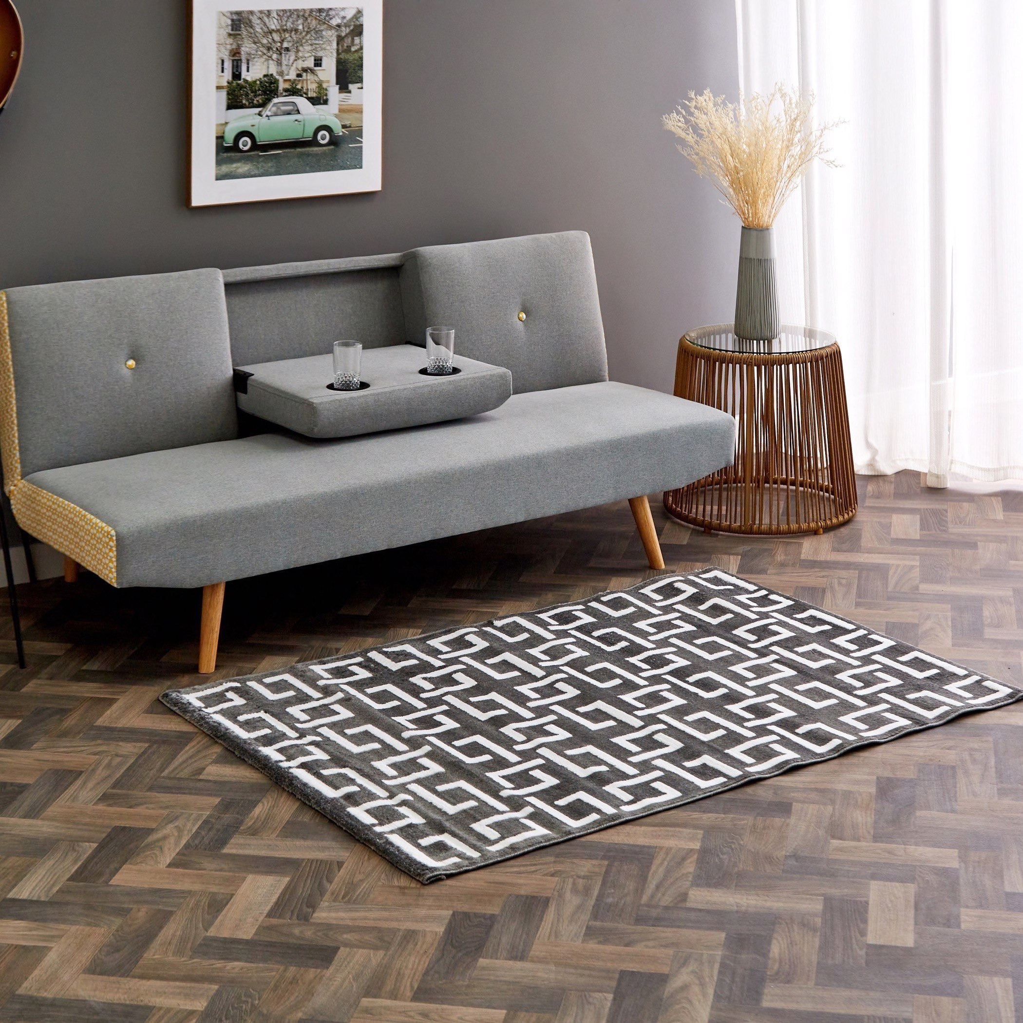 Zayaan Mason Stain Resistant Polypropylene Rug - 110x160 cm-hbxdecorandfurnishings-floorcoverings-rugs-image-3