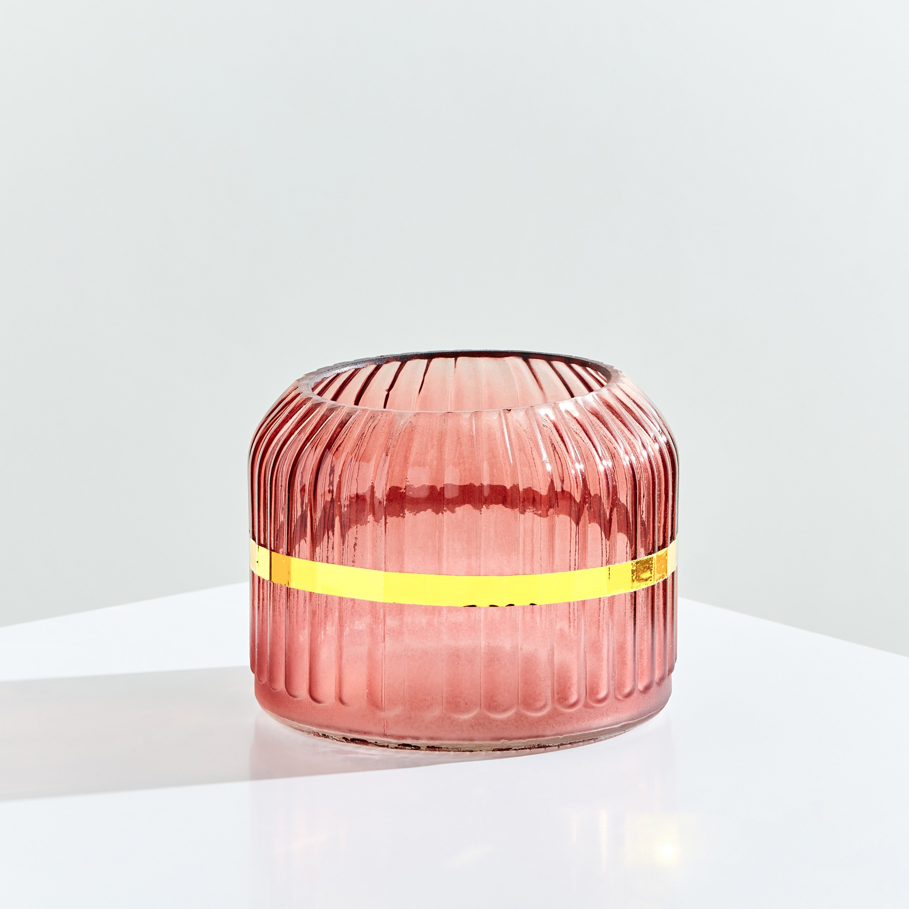 Elenor Ribbed Glass Vase - 10.8x8.7 cm-hbxbedroom-decorandaccessories-vases-image-2