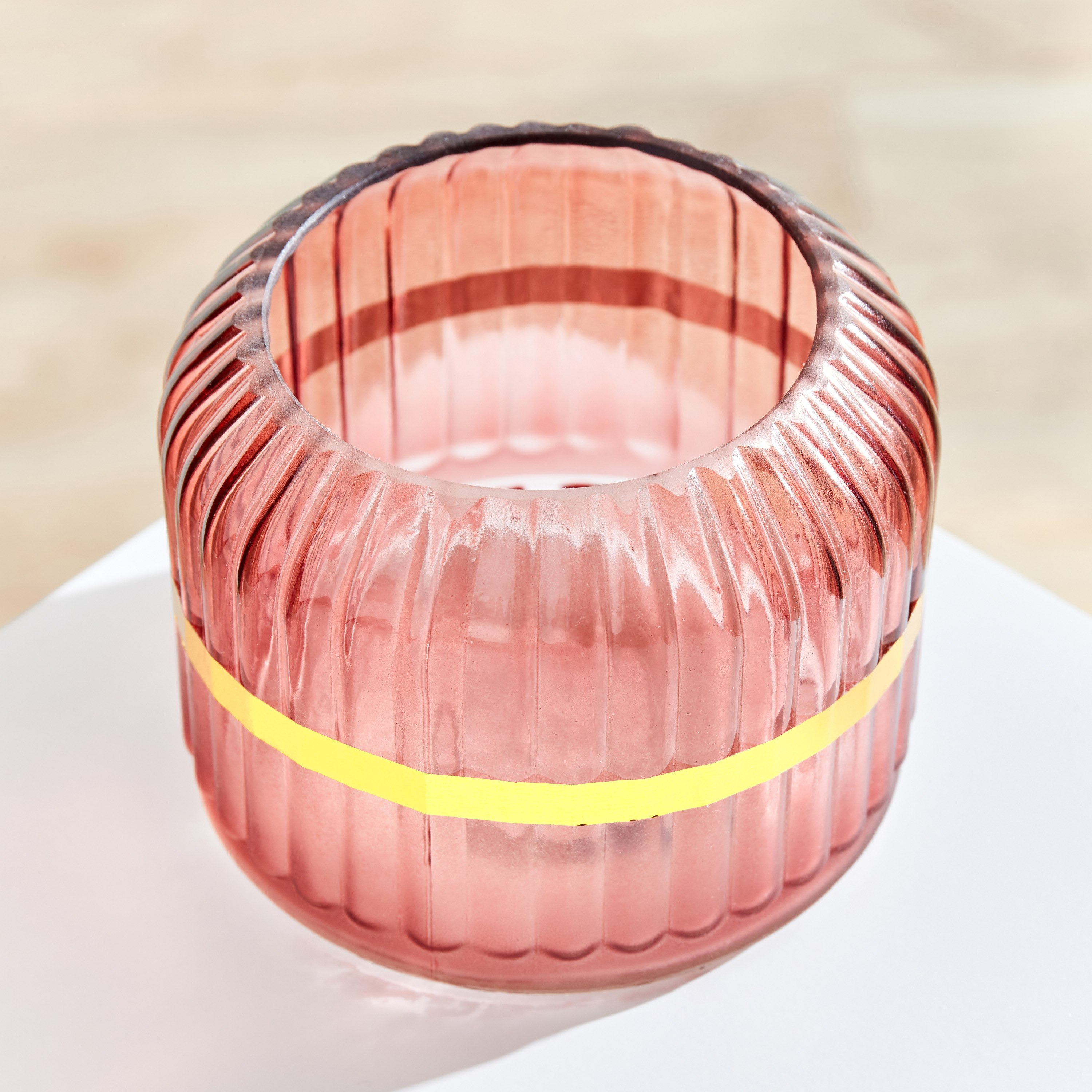 Elenor Ribbed Glass Vase - 10.8x8.7 cm-hbxbedroom-decorandaccessories-vases-image-3