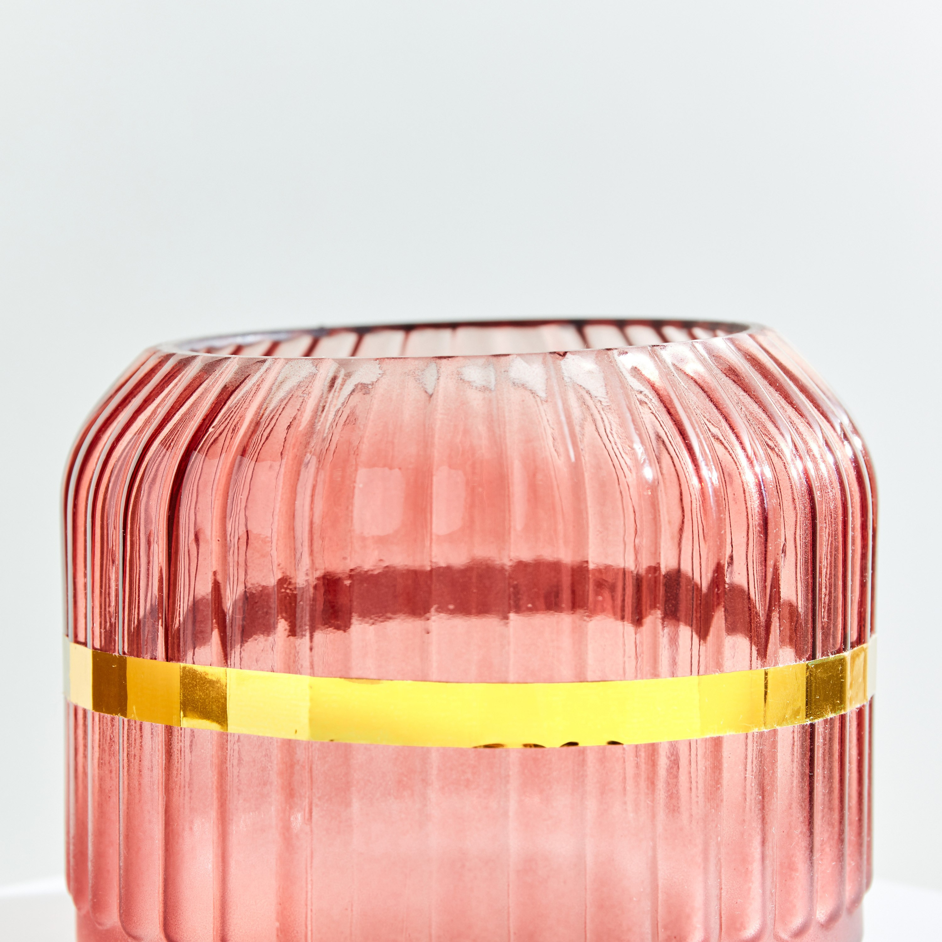 Elenor Ribbed Glass Vase - 10.8x8.7 cm-hbxbedroom-decorandaccessories-vases-image-4