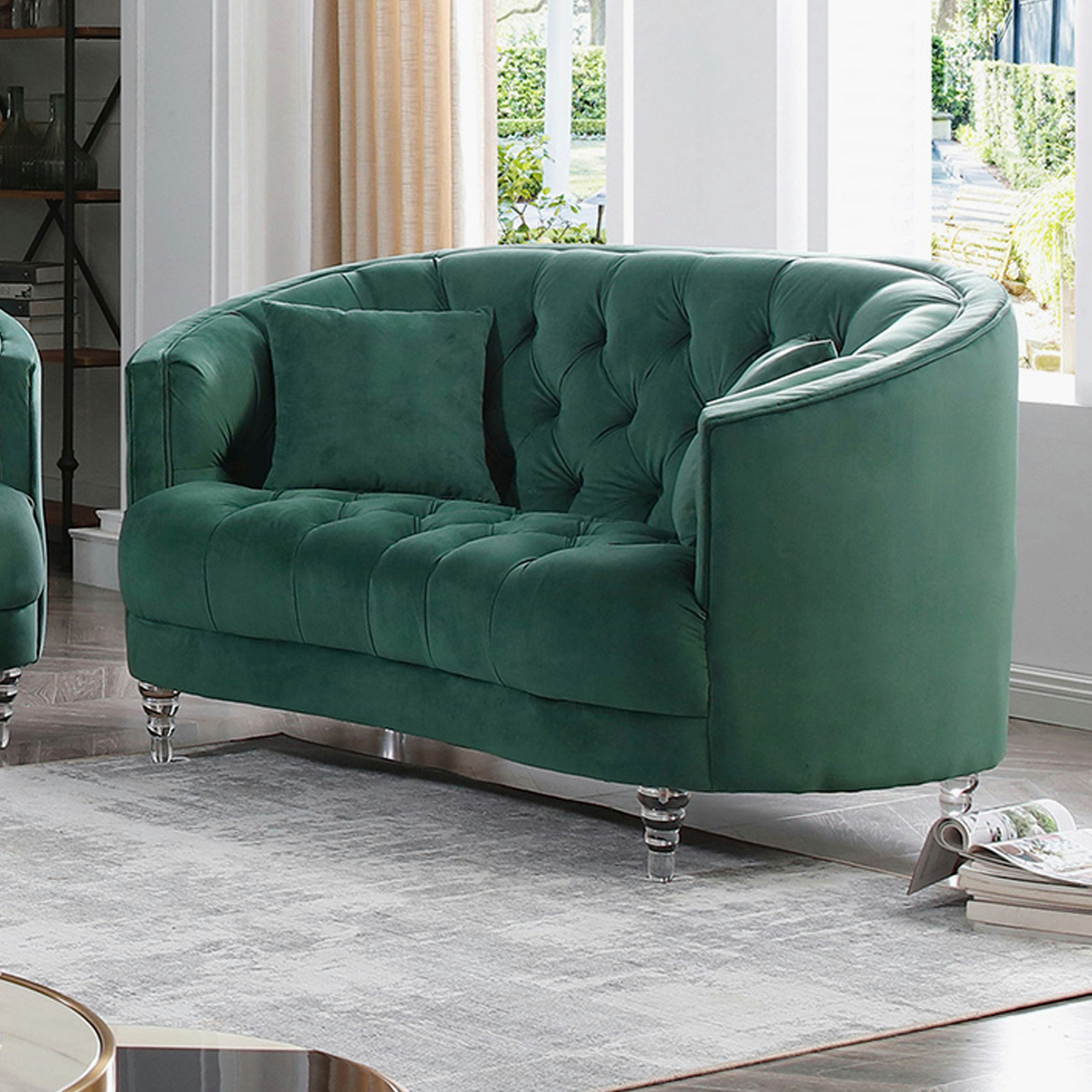 2 seater deals green velvet sofa