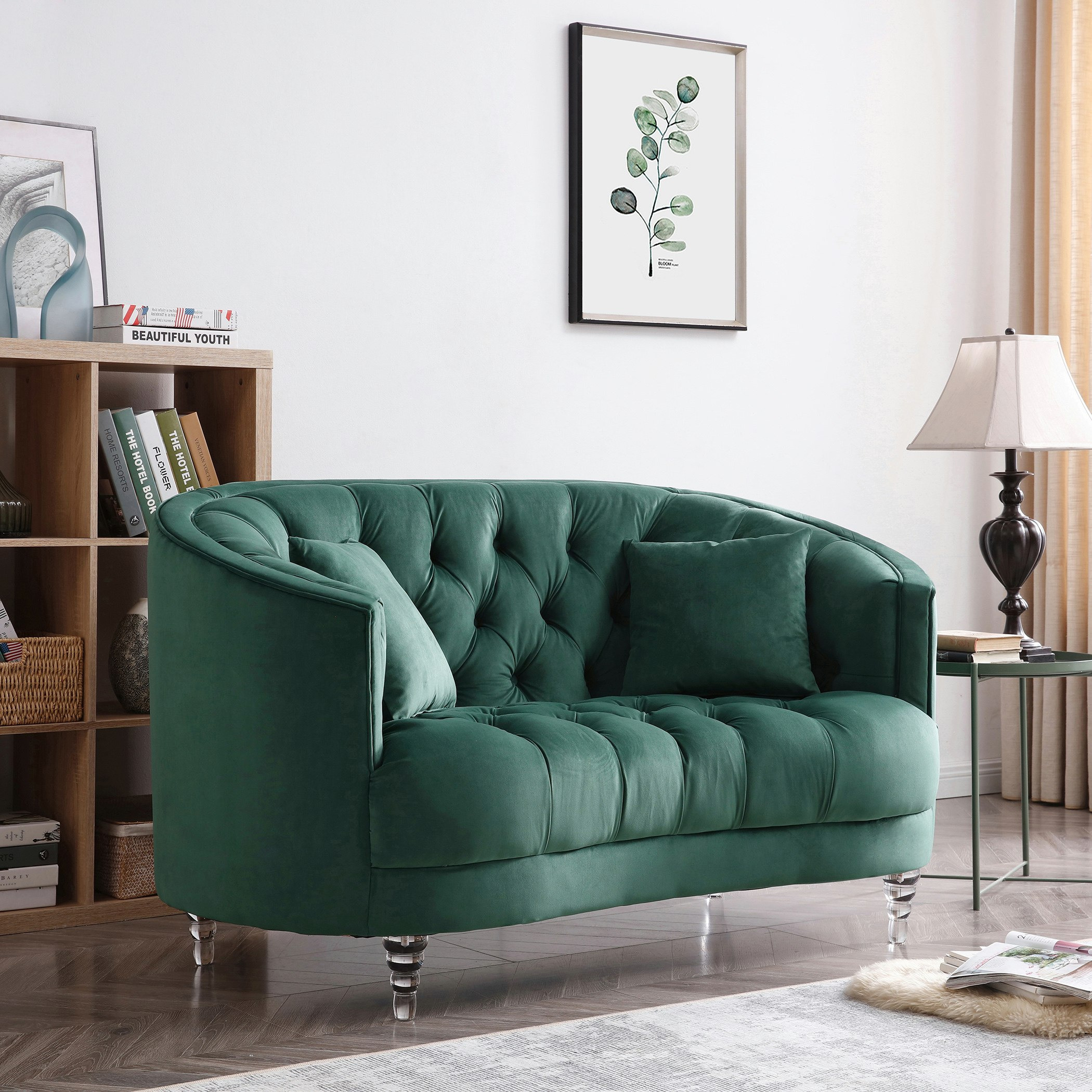 2 seater deals green velvet sofa