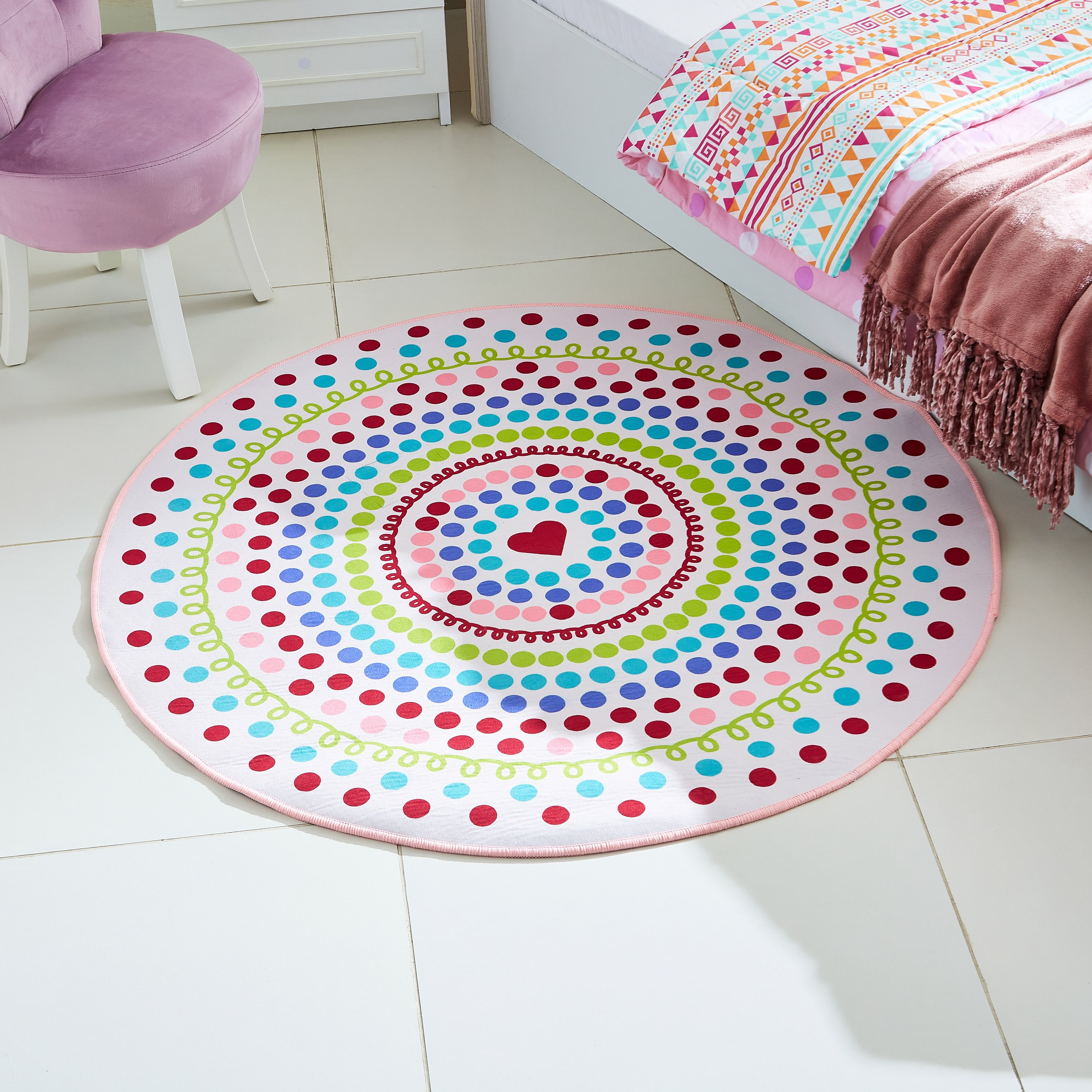 سجادة مستديرة للأطفال بطبعات قلب - 120 سم-hbxhomeware-hbxkidsandyouth-image-1