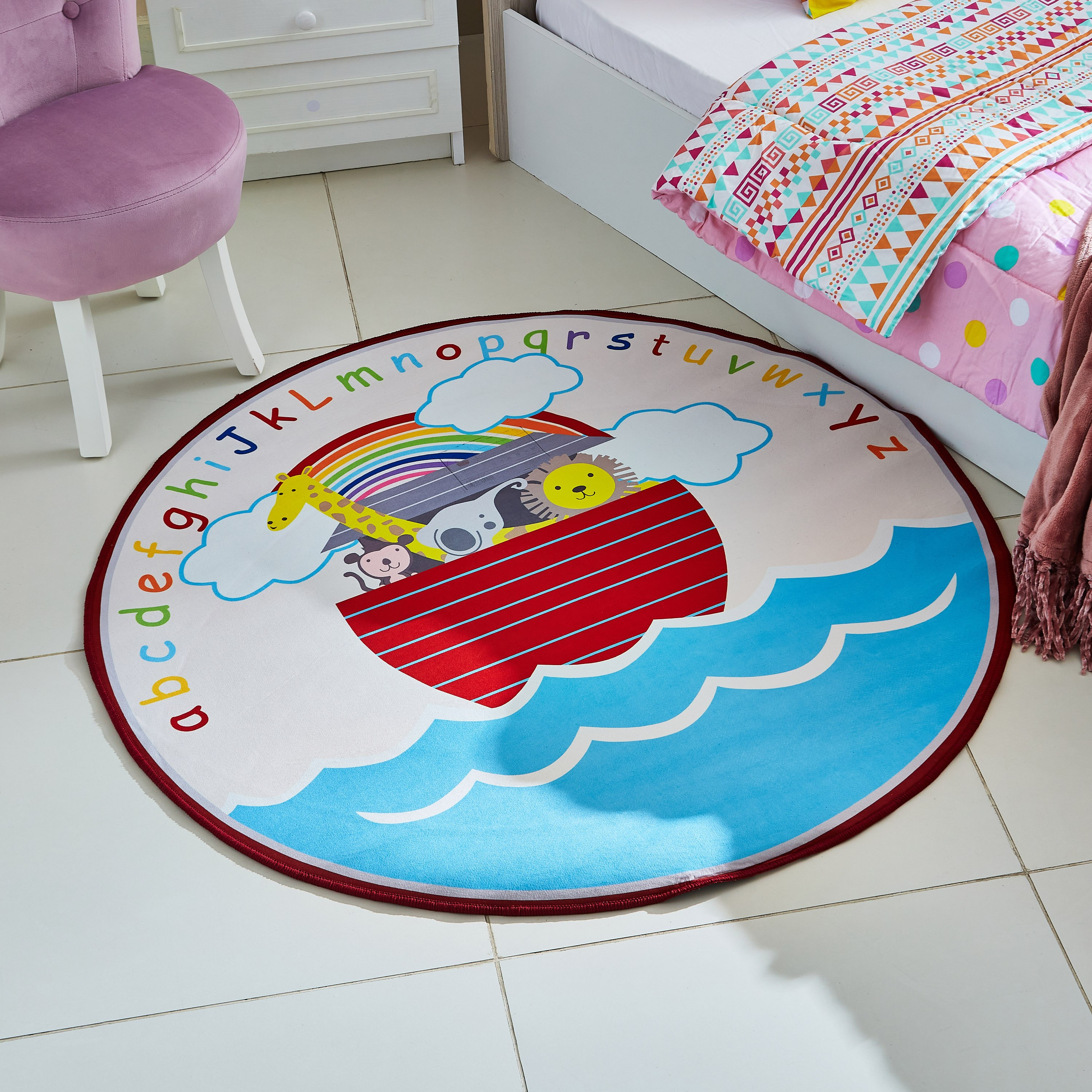 Comfy Voyage Print Kids' Round Rug - 120 cm-hbxhomeware-hbxkidsandyouth-image-1