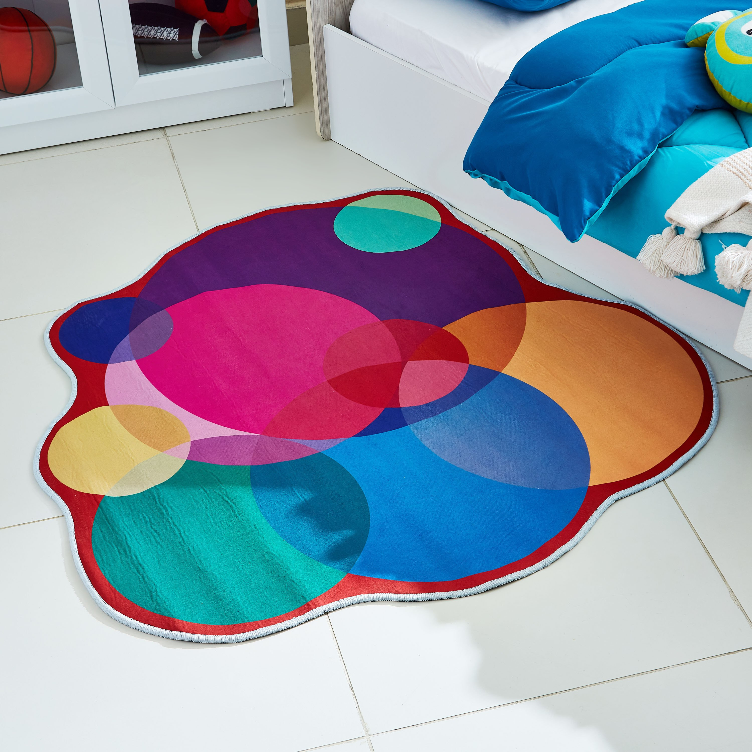 Comfy Circles Printed Shaped Kids' Rug - 120 cm-hbxhomeware-hbxkidsandyouth-image-1