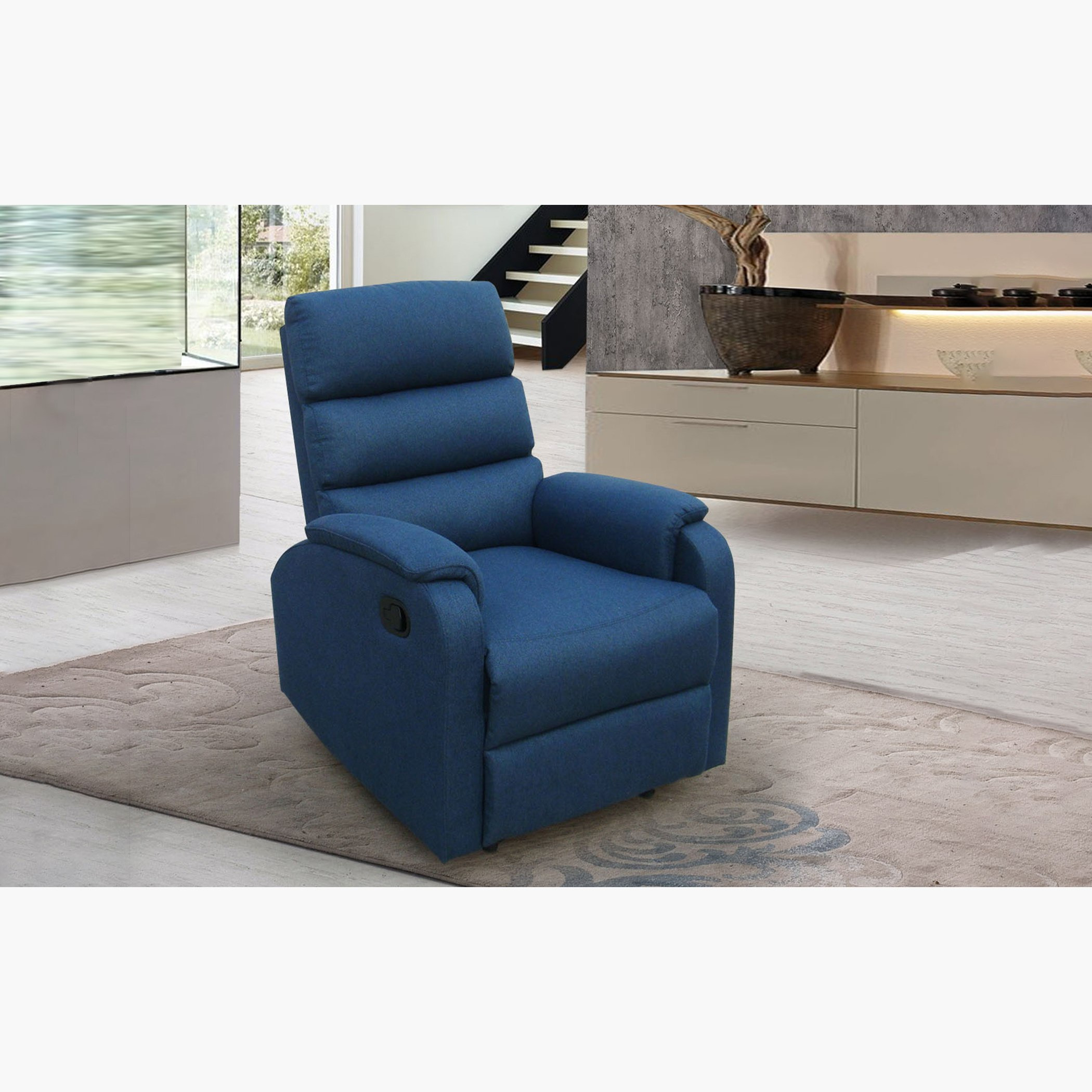 Blue shop rocker recliner