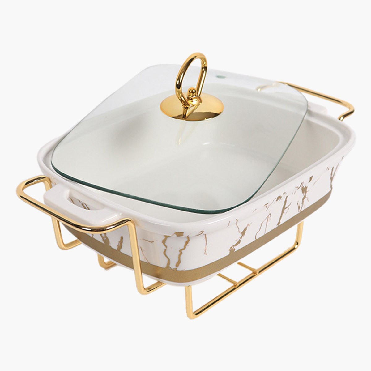 Orchid Neo Rectangular Food Warmer with Stand - 28 cm-hbxdecorandfurnishings-tabletop-serveware-image-2