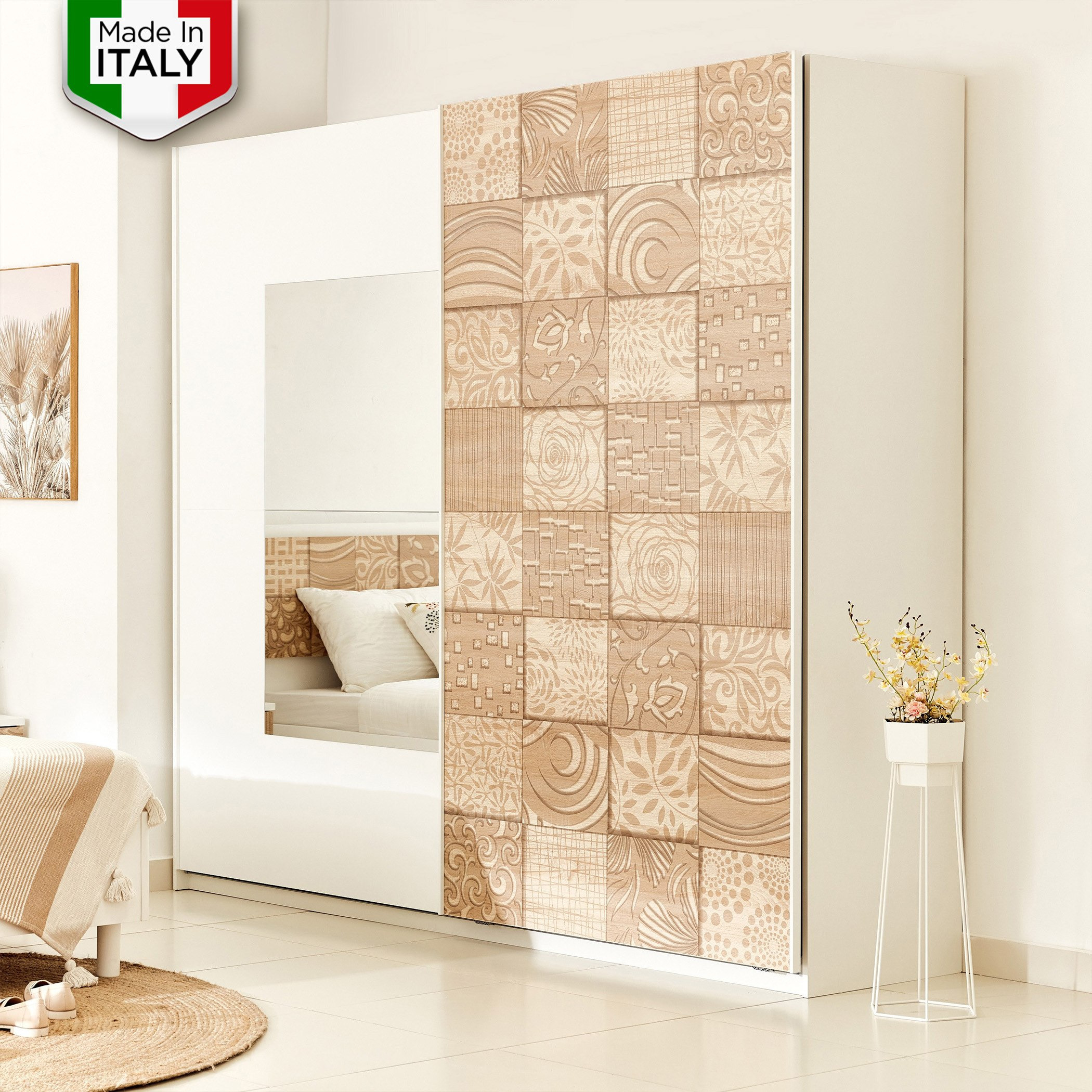 خزانة ملابس ببابين انزلاقيين ومرآة من جاردينيا-hbxfurniture-wardrobes-image-1