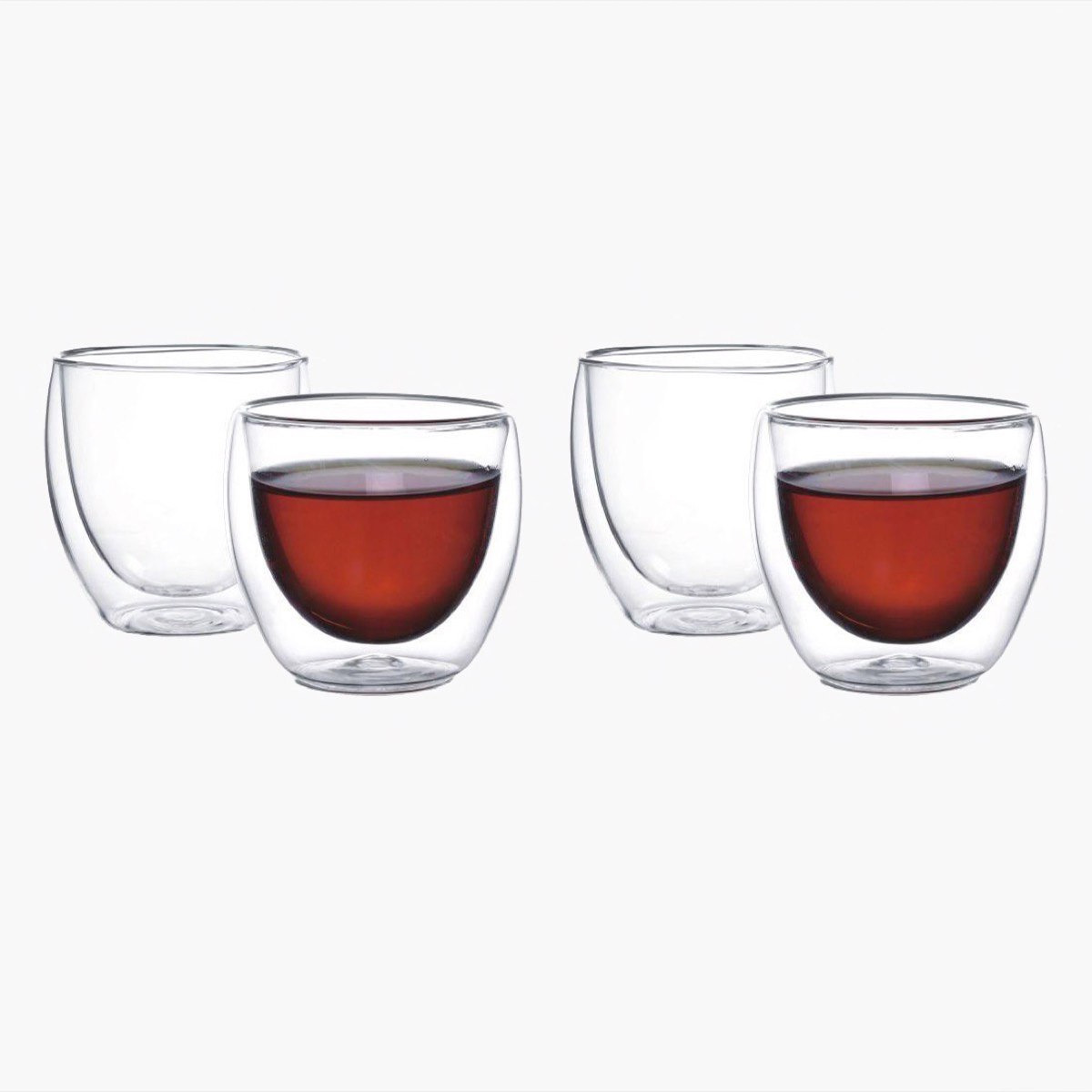 طقم أكواب من زجاج البوروسيليكات بجدار مزدوج 4 قطع من نيو - 250 مل-hbxhomeware-hbxkitchen-image-1