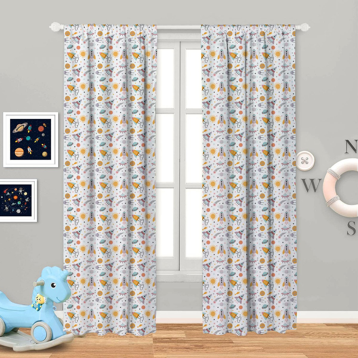 زوج ستائر بطبعات صاروخ ديجيتال من موديش - 140x240 سم-hbxhomeware-hbxkidsandyouth-image-1