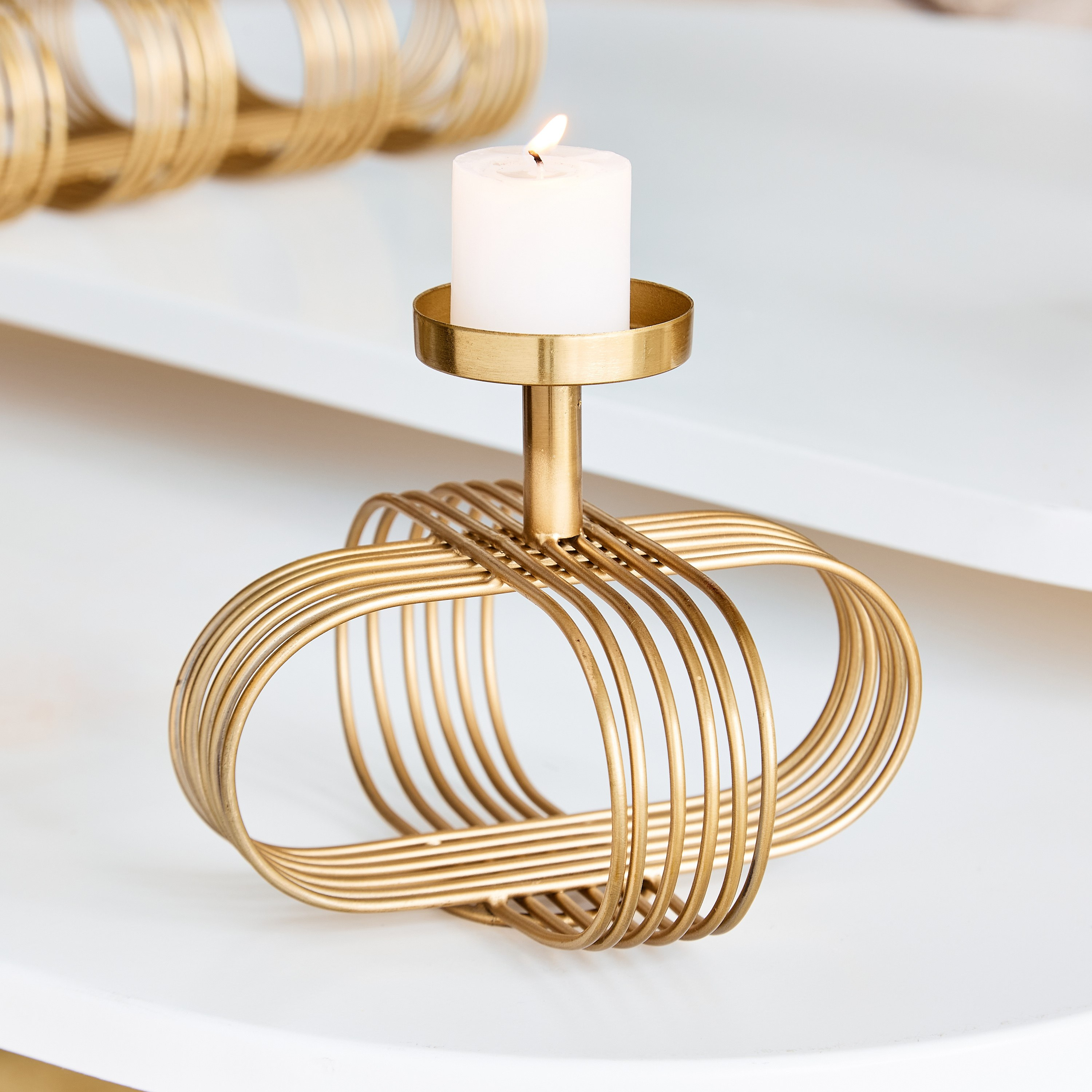 حامل شموع صغيرة بسلك معدني من عنايات - 16x16x13 26سم-hbxlivingroom-decorandaccessories-candleholders-image-2