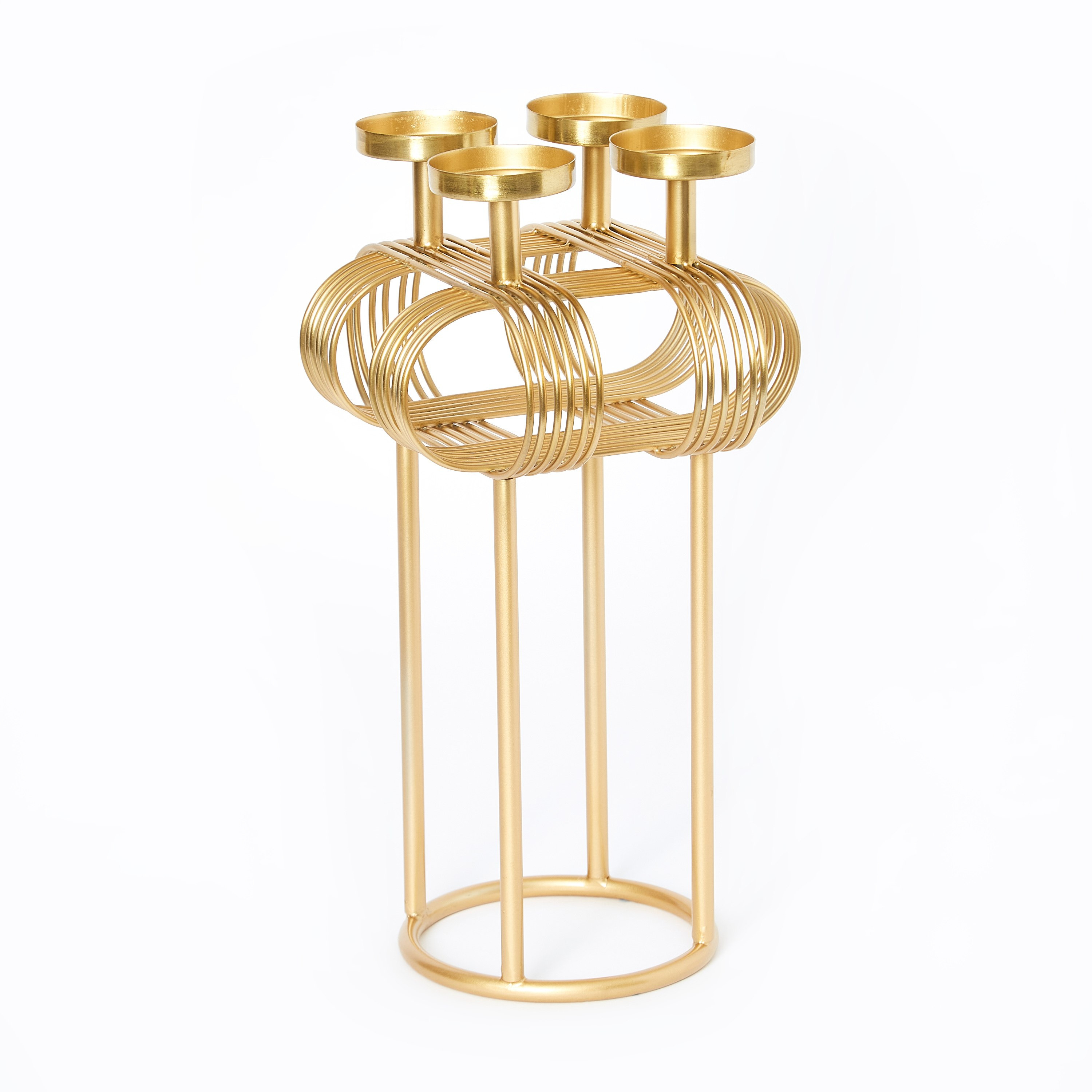 حامل شموع بسلك معدني لـ4 شمعات صغيرة مع حامل من عنايات - 18x18x34.5 سم-hbxlivingroom-decorandaccessories-candleholders-image-5