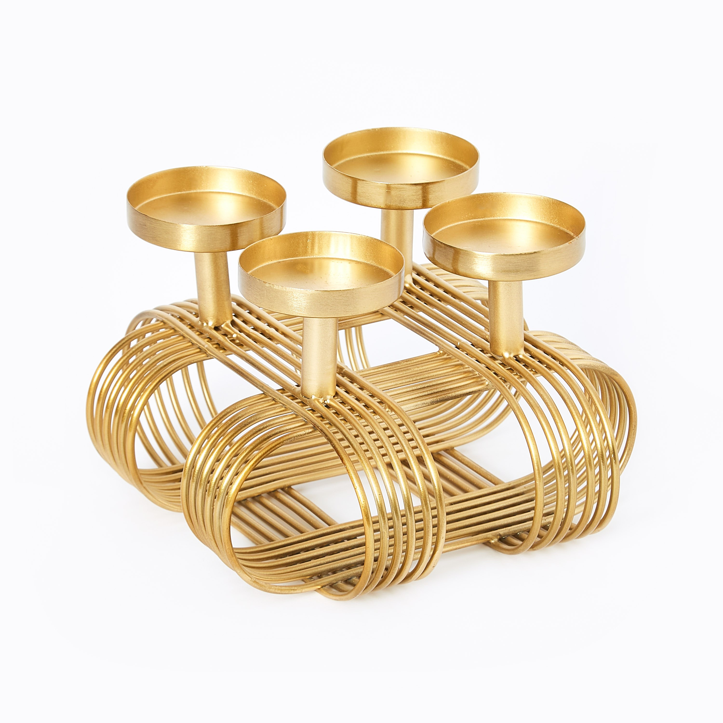 حامل شموع مربع خفيف بسلك معدني لـ4 شمعات من عنايات - 18x18x12 سم-hbxlivingroom-decorandaccessories-candleholders-image-5