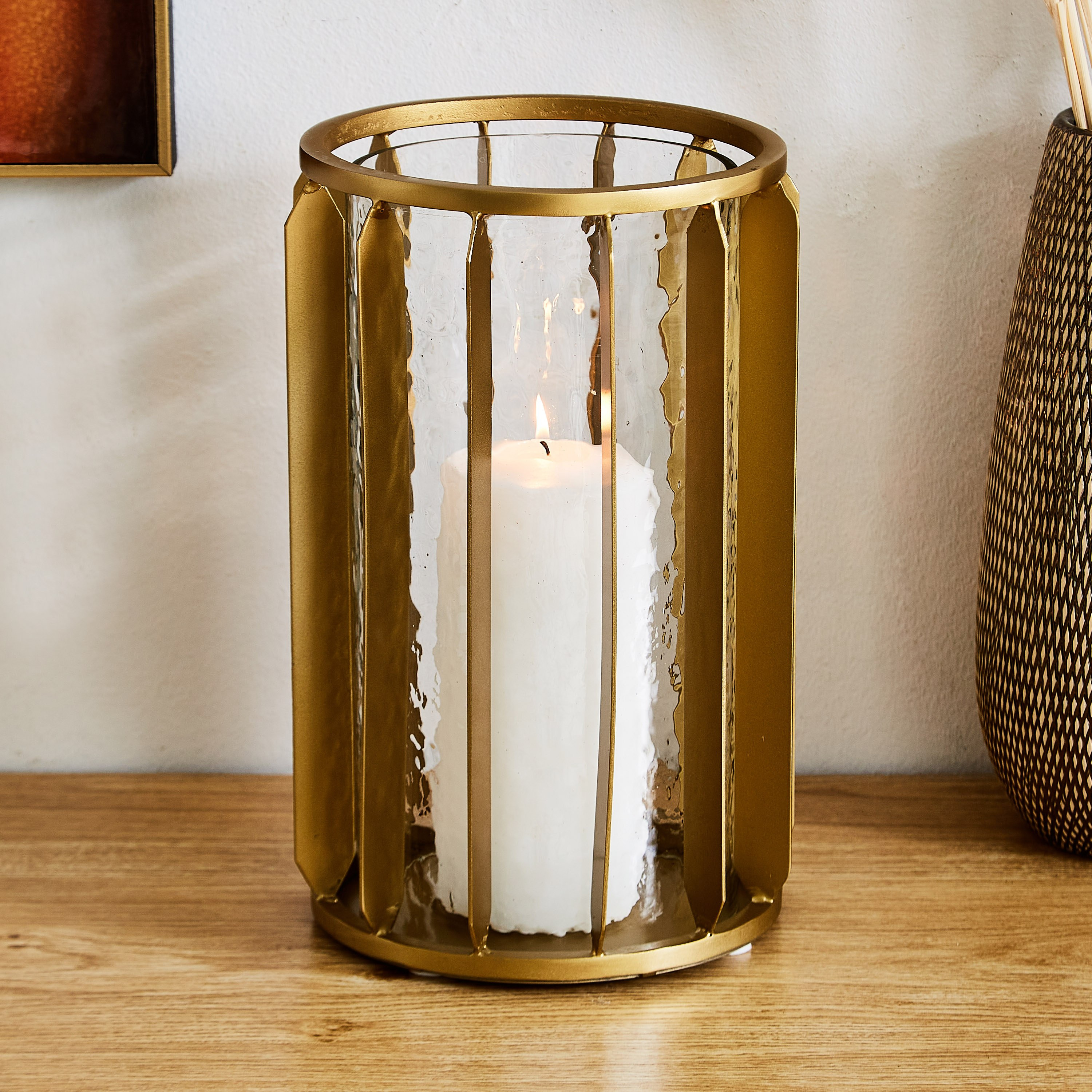 حامل شموع زجاجي معدني من عنايات - 16.5x16.5x 26سم-hbxlivingroom-decorandaccessories-candleholders-image-2