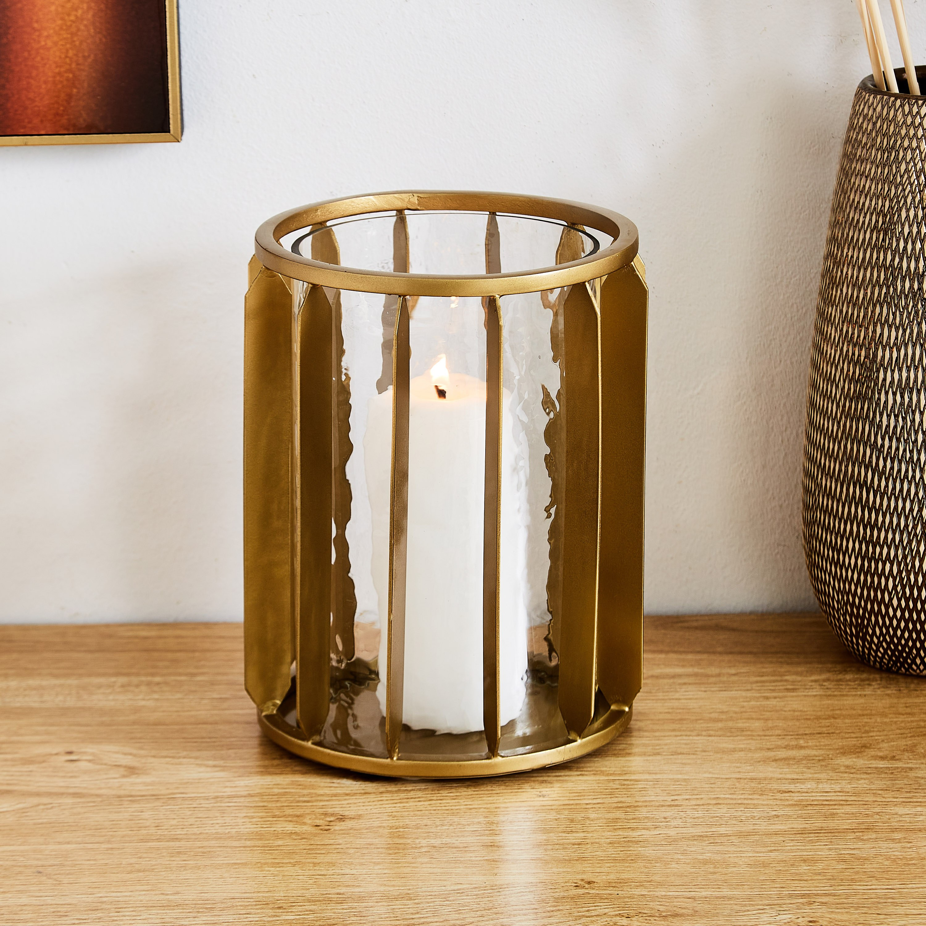 حامل شموع زجاجي معدني من عنايات - 16×16×21 سم-hbxlivingroom-decorandaccessories-candleholders-image-2