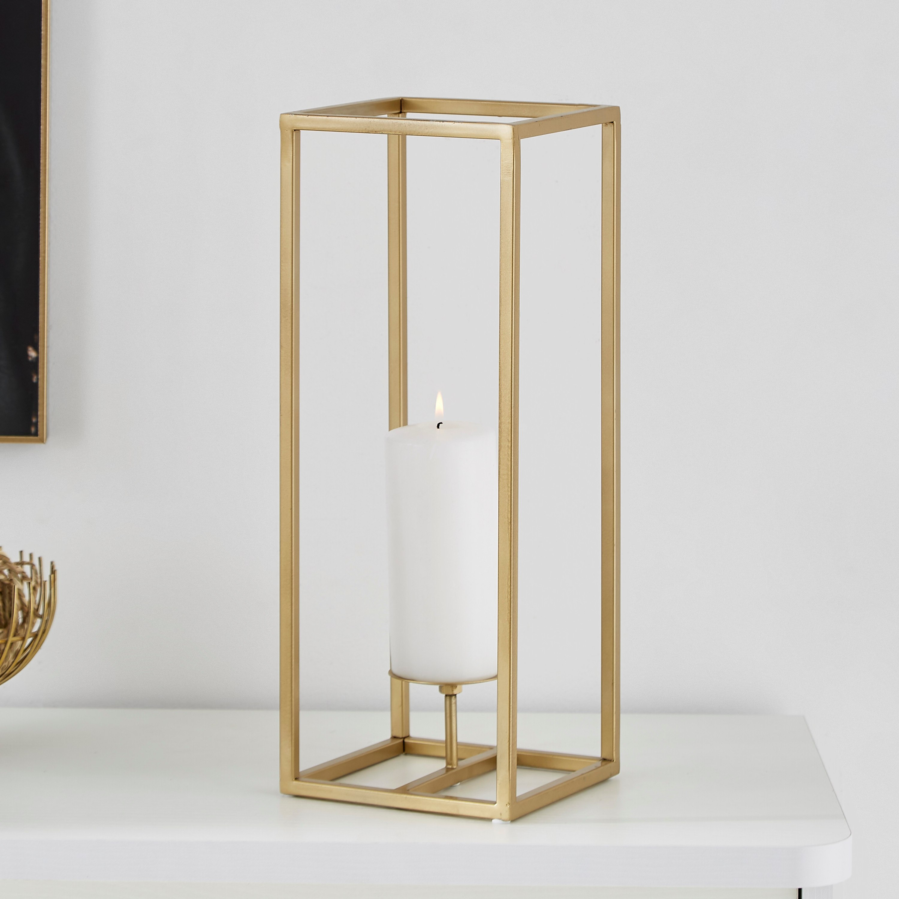 حامل شموع بإطار معدني من عنايات - 16x16x42 سم-hbxlivingroom-decorandaccessories-candleholders-image-1